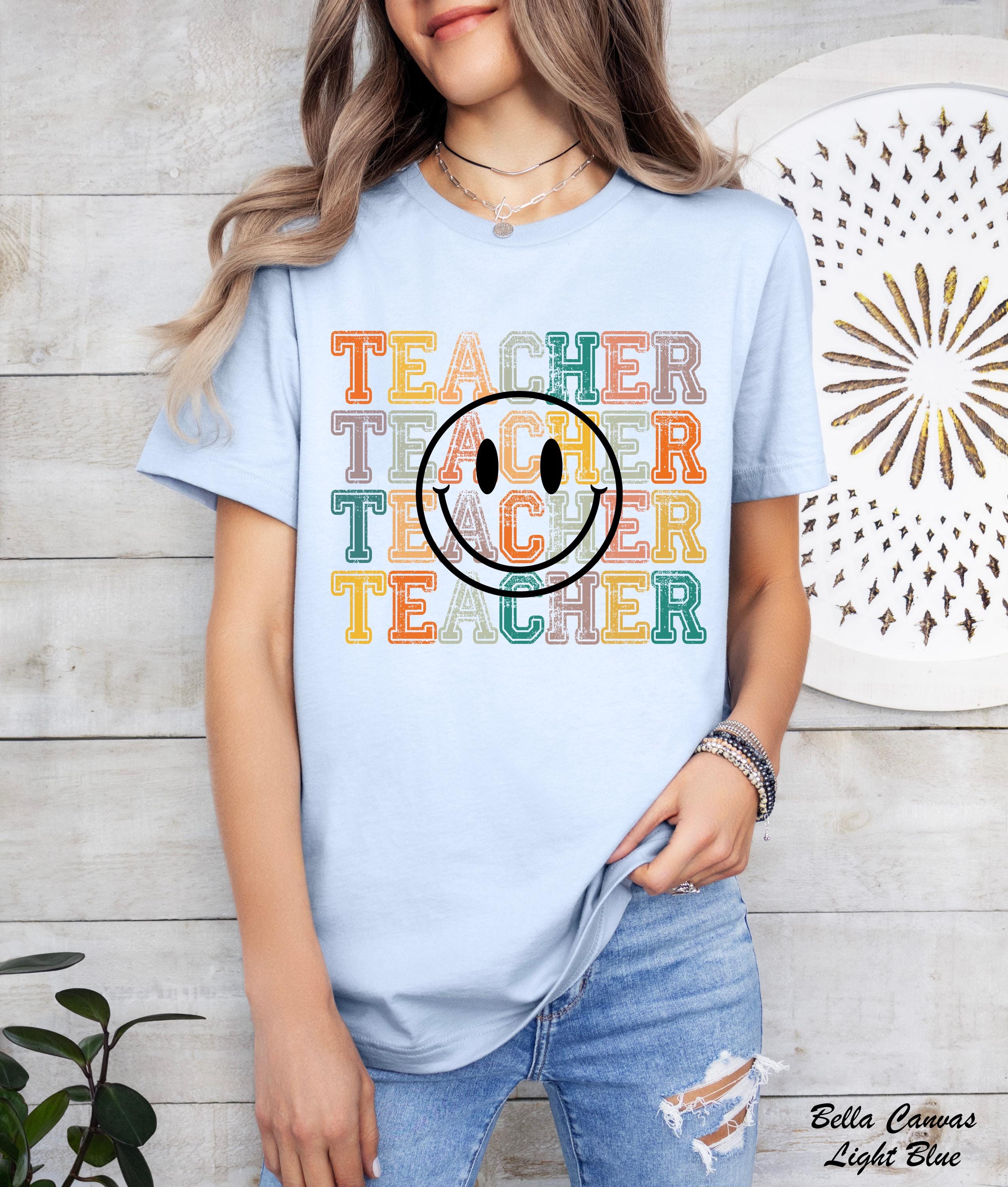 Smile Face Teacher Shirt, Back to School Shirt, Teacher Appreciation Gifts, Teacher Happy Face Shirt, Teacher Life Shirt, Teacher Tee,