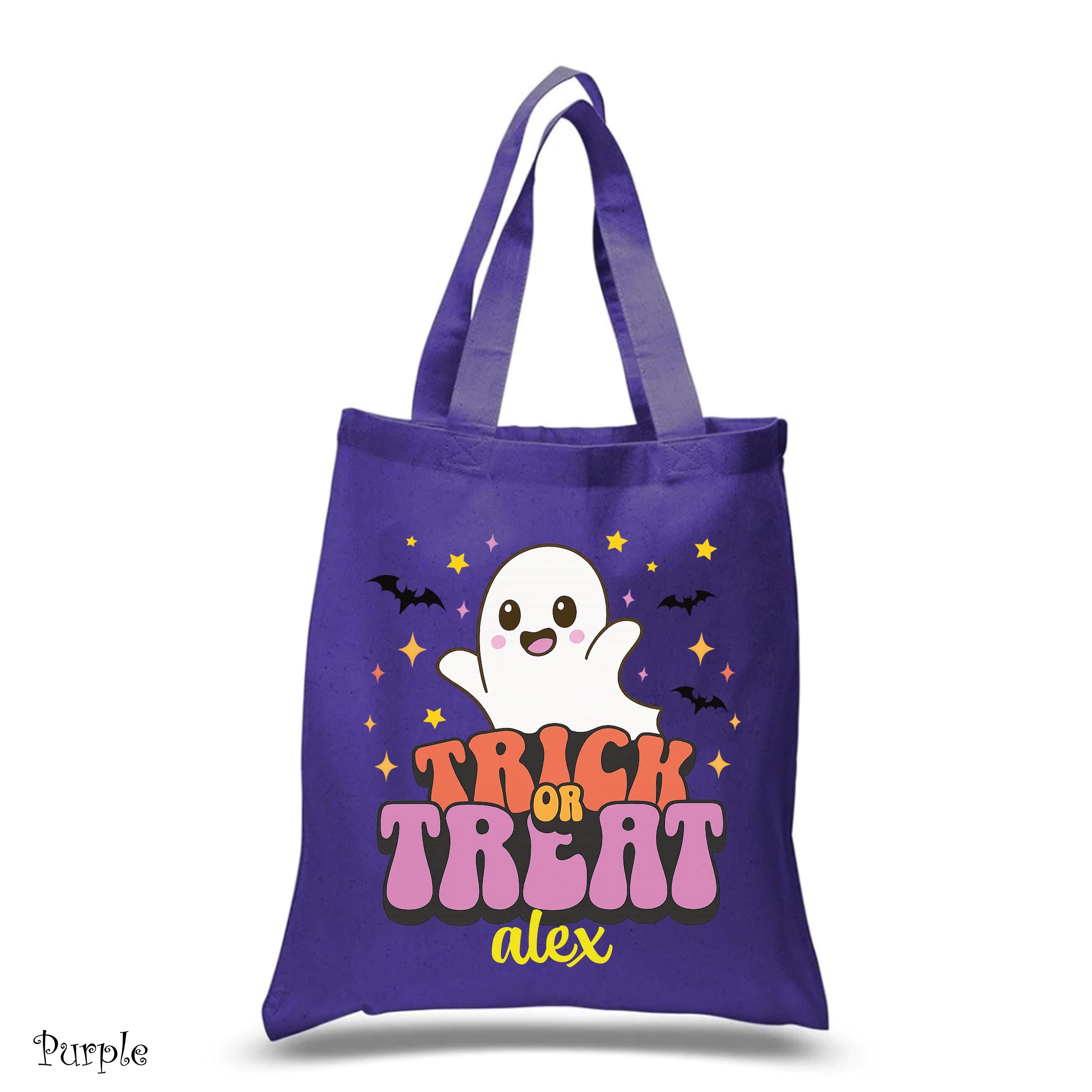 Personalized Halloween Tote Bag,Kids Halloween Basket, Custom Kids Halloween Tote Bag, Trick or Treat Bags, Cute Ghost Halloween Candy Bag