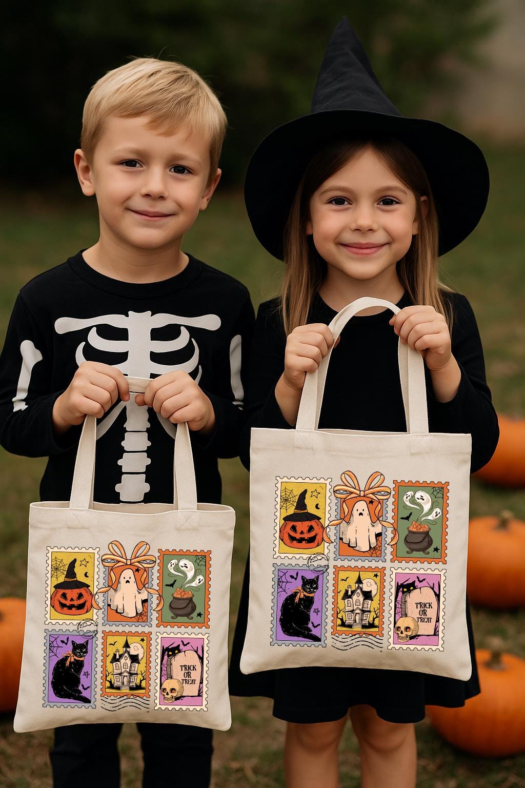 Funny Halloween Tarot Card Bag,Trick Or Treat Bag,Kids Halloween Tote Bag,Gift For Baby Boy Girl,Reusable Shopping Bag,Halloween Candy Bag