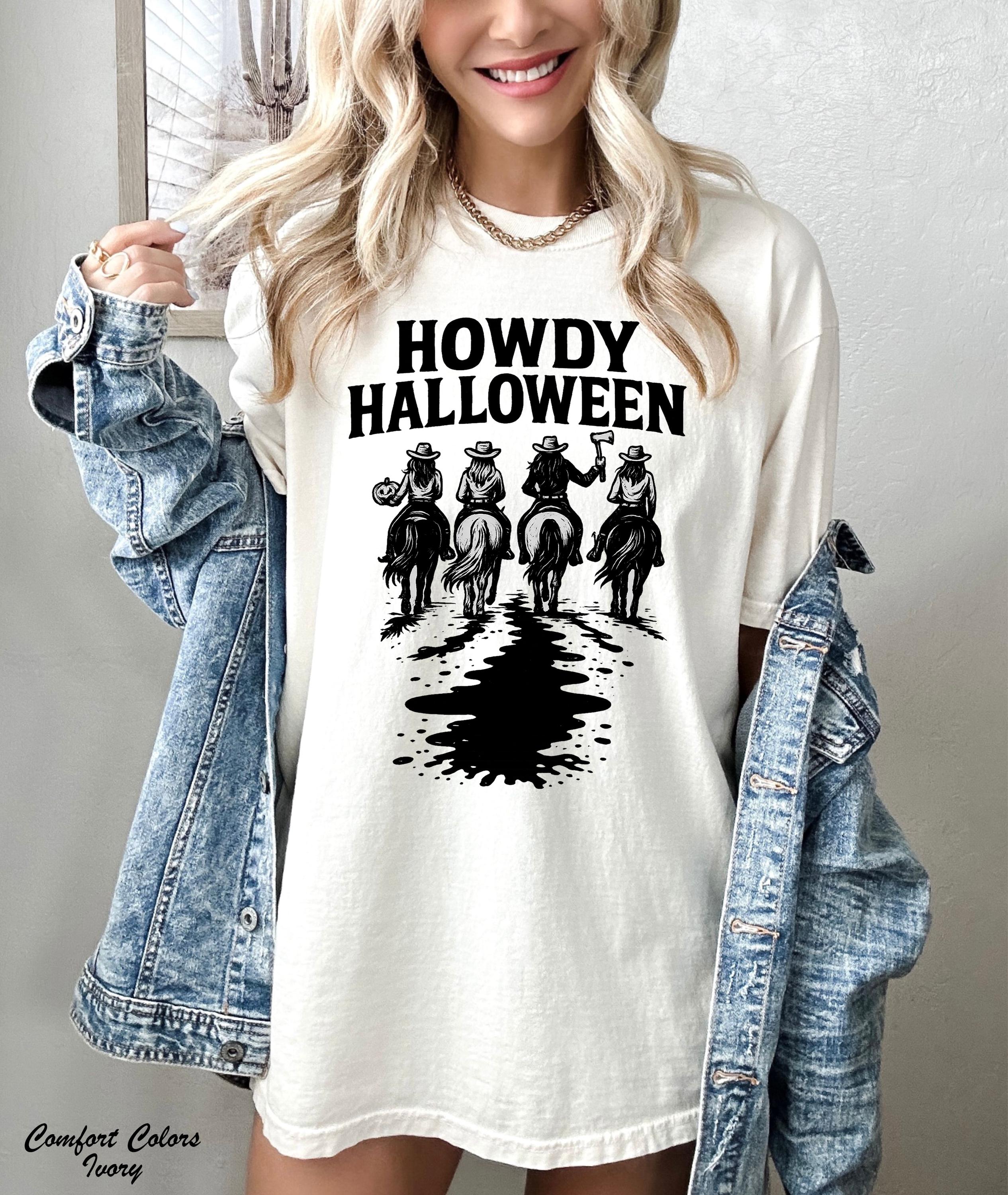 Howdy Halloween Shirt, Western Halloween Shirt,Cowgirl Riding Shirt,Halloween Horse Tee,Spooky Western Halloween Shirt,Cowgirl Graphic Tee