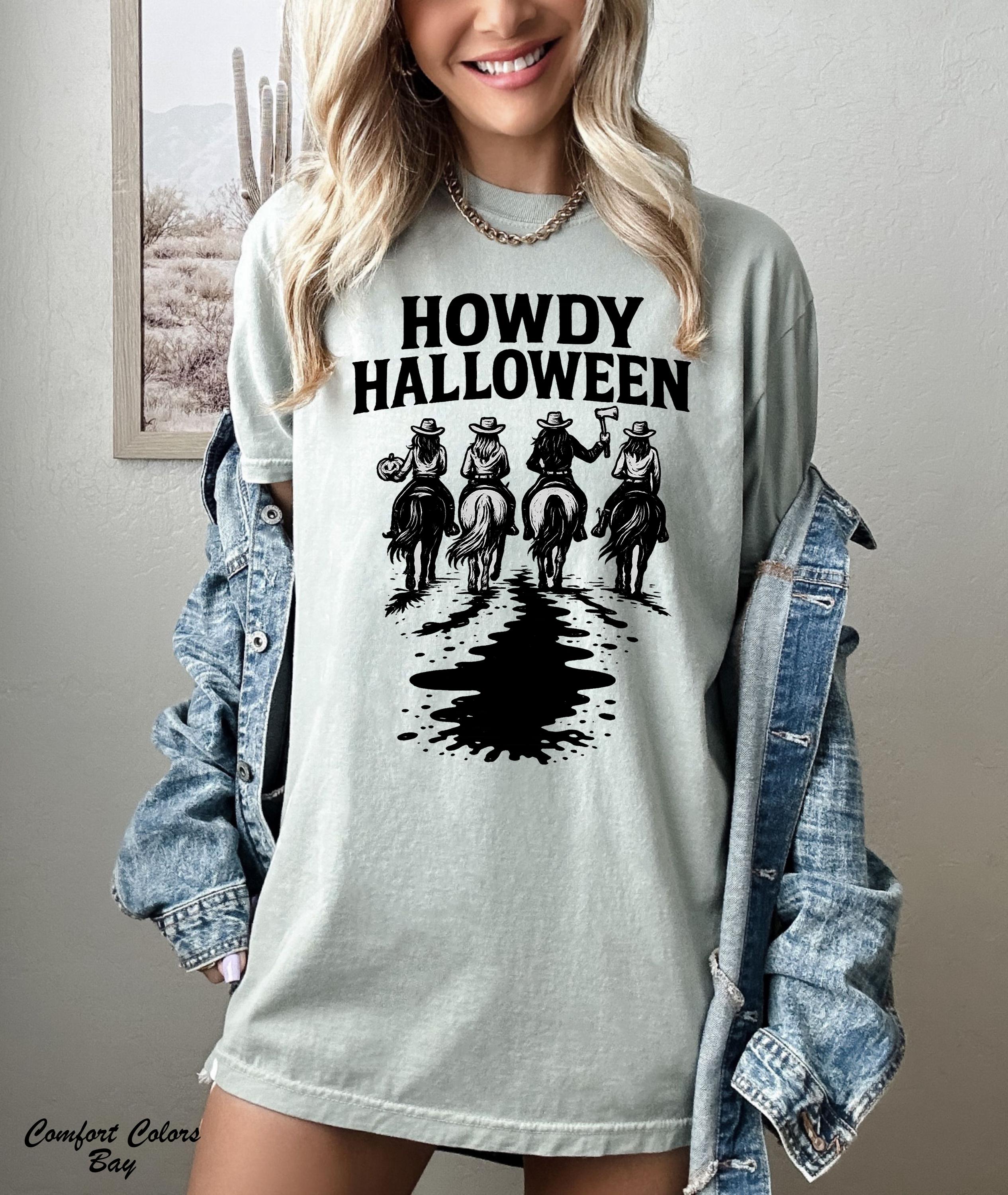 Howdy Halloween Shirt, Western Halloween Shirt,Cowgirl Riding Shirt,Halloween Horse Tee,Spooky Western Halloween Shirt,Cowgirl Graphic Tee