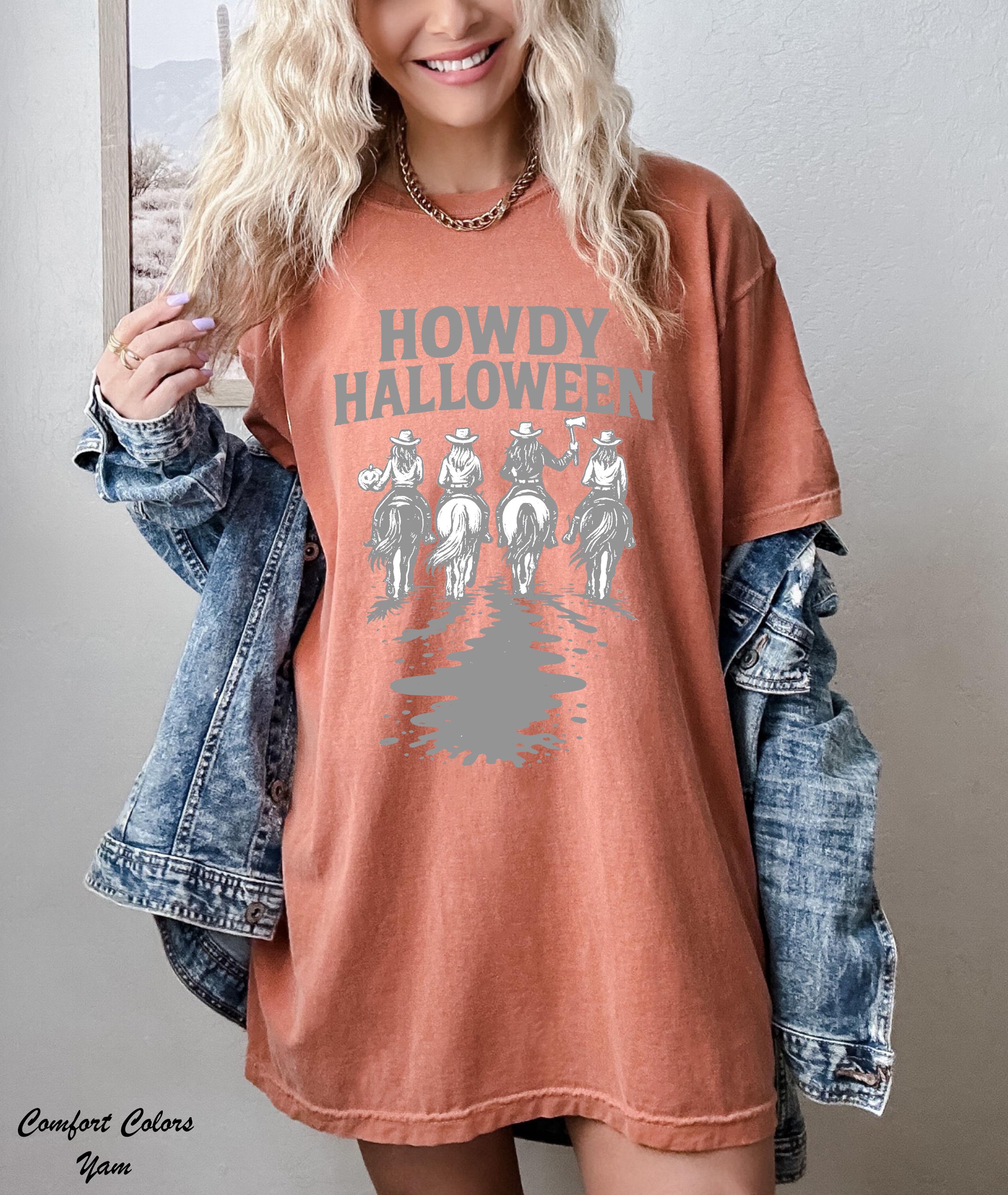 Howdy Halloween Shirt, Western Halloween Shirt,Cowgirl Riding Shirt,Halloween Horse Tee,Spooky Western Halloween Shirt,Cowgirl Graphic Tee