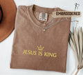 Comfort Colors Embroidered Jesus is King Shirt, Christian Clothing, Faith Apparel, Embroidered Christian Shirts, Embroidered Jesus Shirts