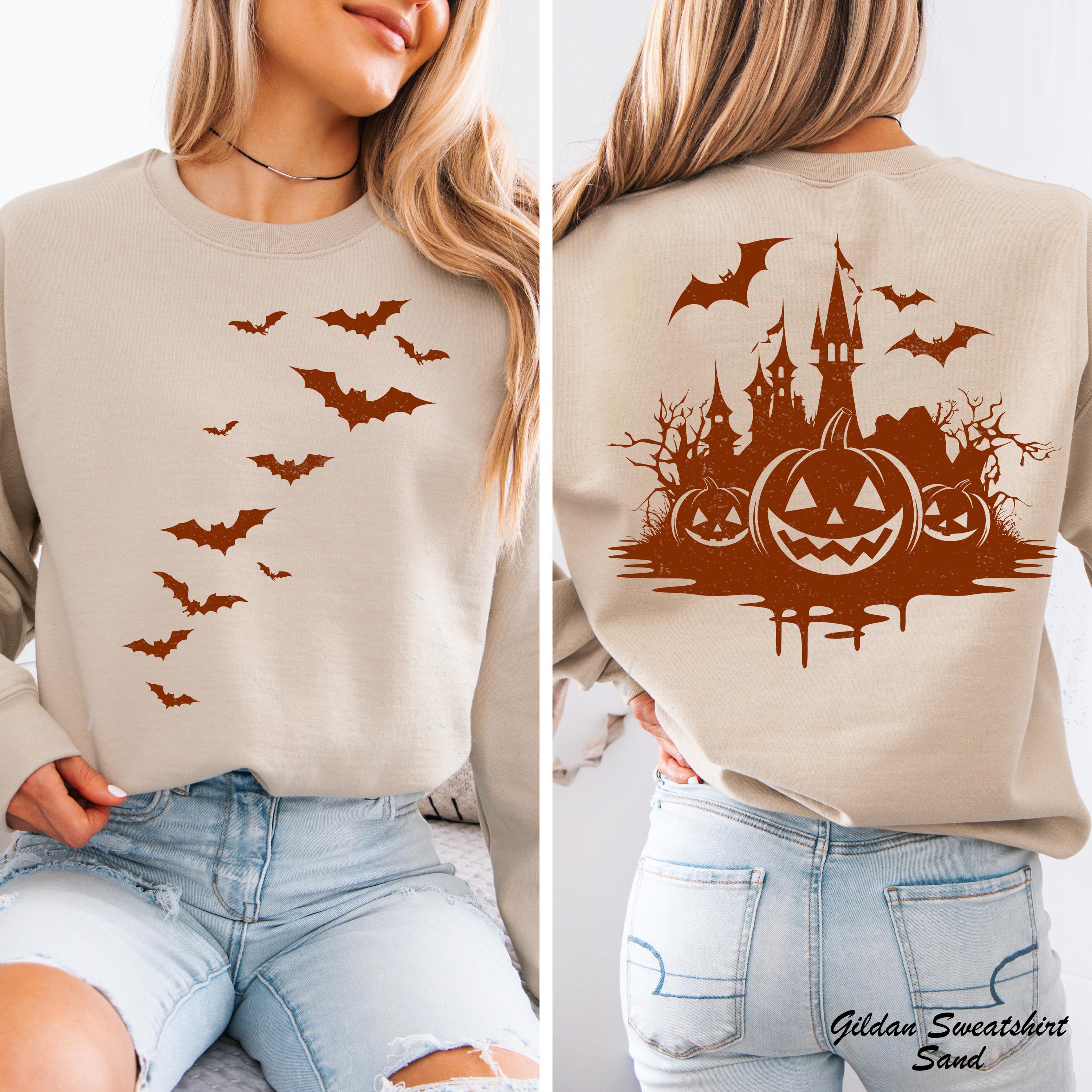 Vintage Halloween Sweatshirt, Halloween Bats Sweatshirt, Halloween Party Sweater, Starry Night Sweatshirt, Halloween Gift, Halloween Gifts
