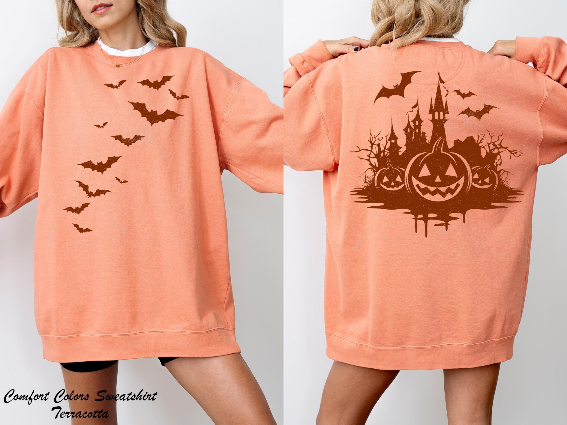Vintage Halloween Sweatshirt, Halloween Bats Sweatshirt, Halloween Party Sweater, Starry Night Sweatshirt, Halloween Gift, Halloween Gifts