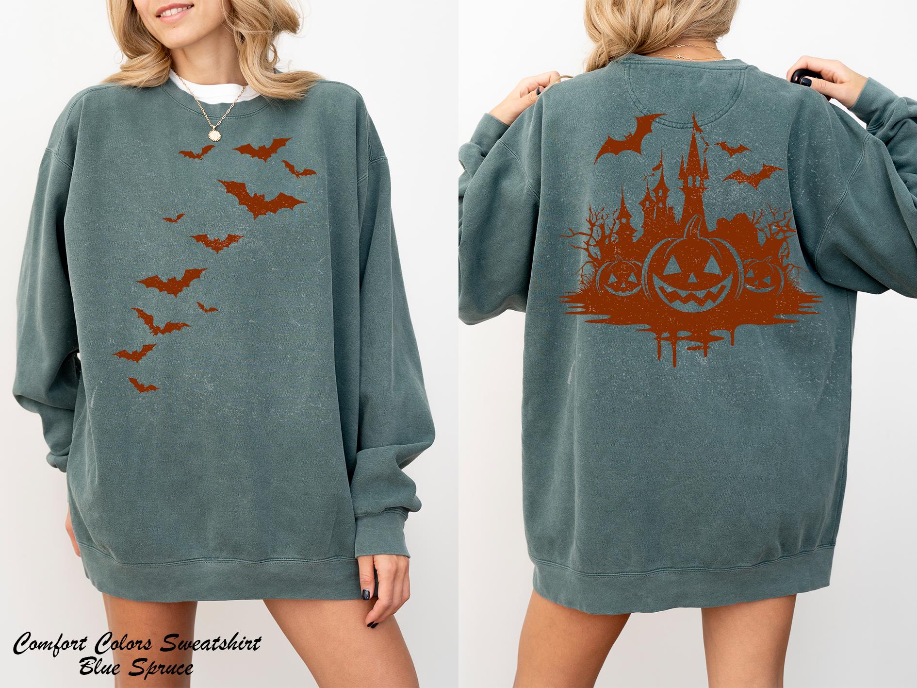 Vintage Halloween Sweatshirt, Halloween Bats Sweatshirt, Halloween Party Sweater, Starry Night Sweatshirt, Halloween Gift, Halloween Gifts