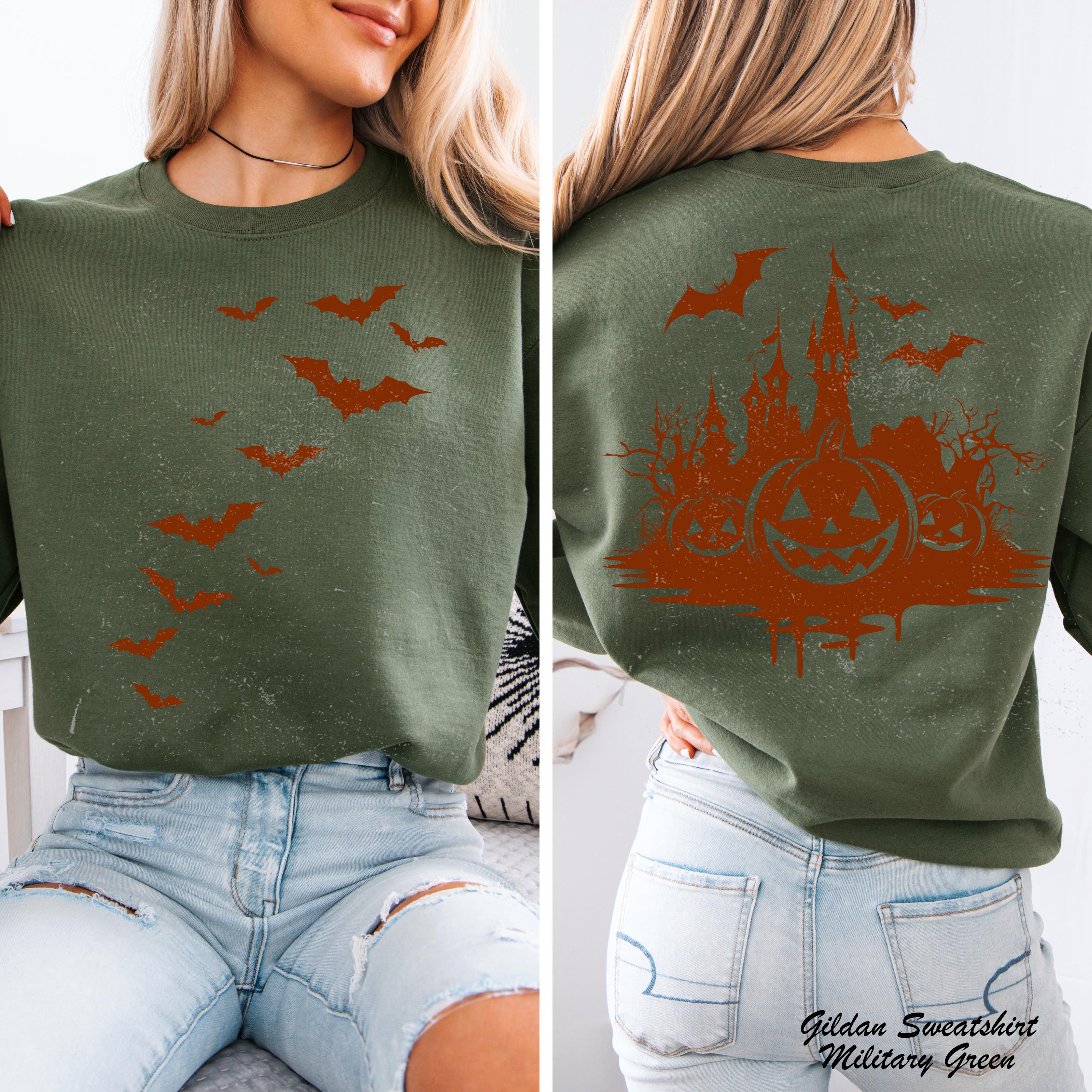 Vintage Halloween Sweatshirt, Halloween Bats Sweatshirt, Halloween Party Sweater, Starry Night Sweatshirt, Halloween Gift, Halloween Gifts