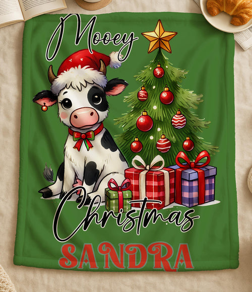 Christmas Mooey Blanket,Farmhouse Holiday Decor,Cows Lover Gift,Cow Christmas Quilted Blanket,Cozy Farmhouse Xmas Quilt,Farm Animal Throw