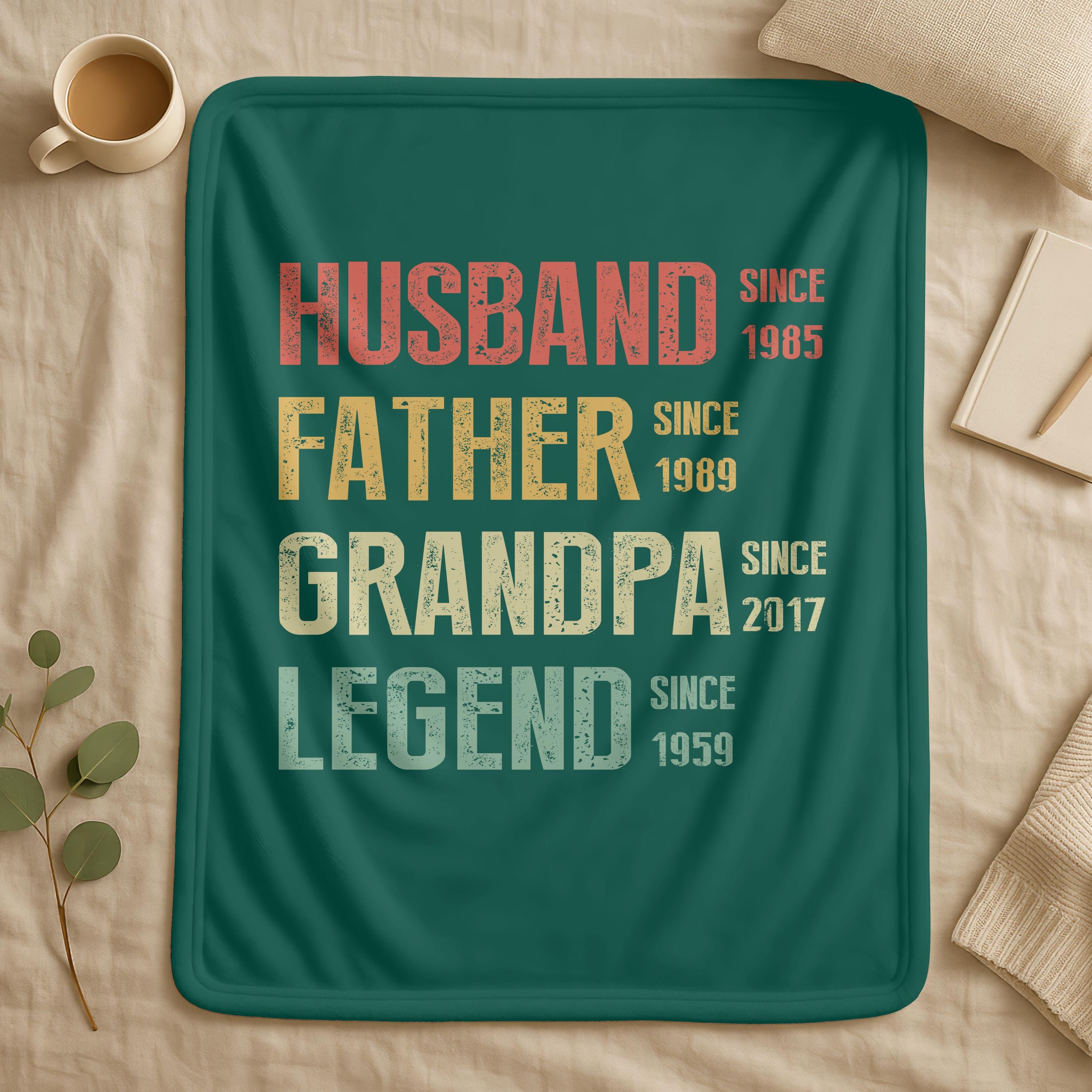 Personalized Legend Since Blanket, Custom Dad, Husband, Grandad Gift, Custom Father's Day Blanket, Legend Husband Dad Grandpa Blanket Gift