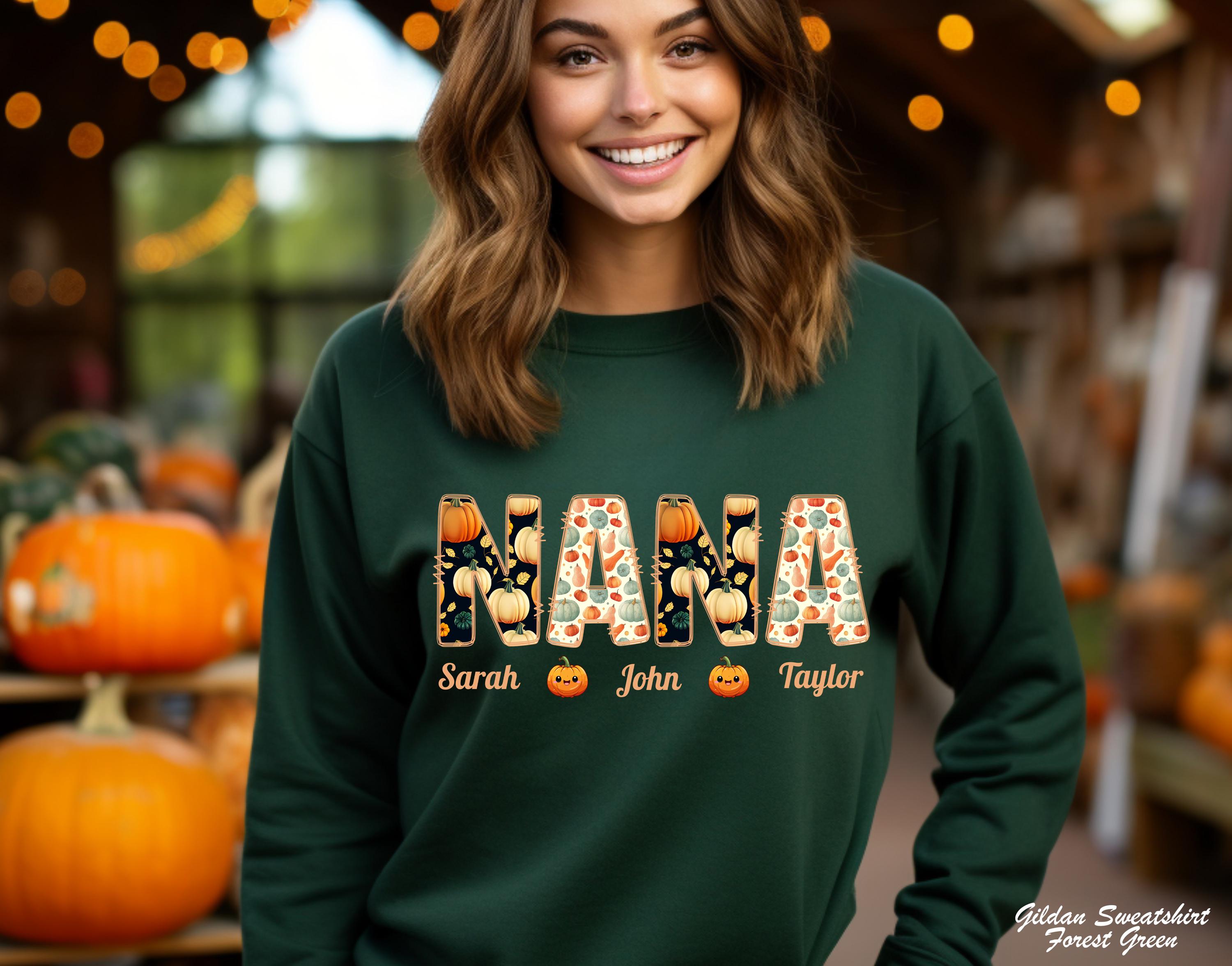 Custom Halloween Mama With Kids Name Sweatshirt, Halloween Personalized Shirt, Halloween Mimi Nana Shirt, Halloween Children Name Tees