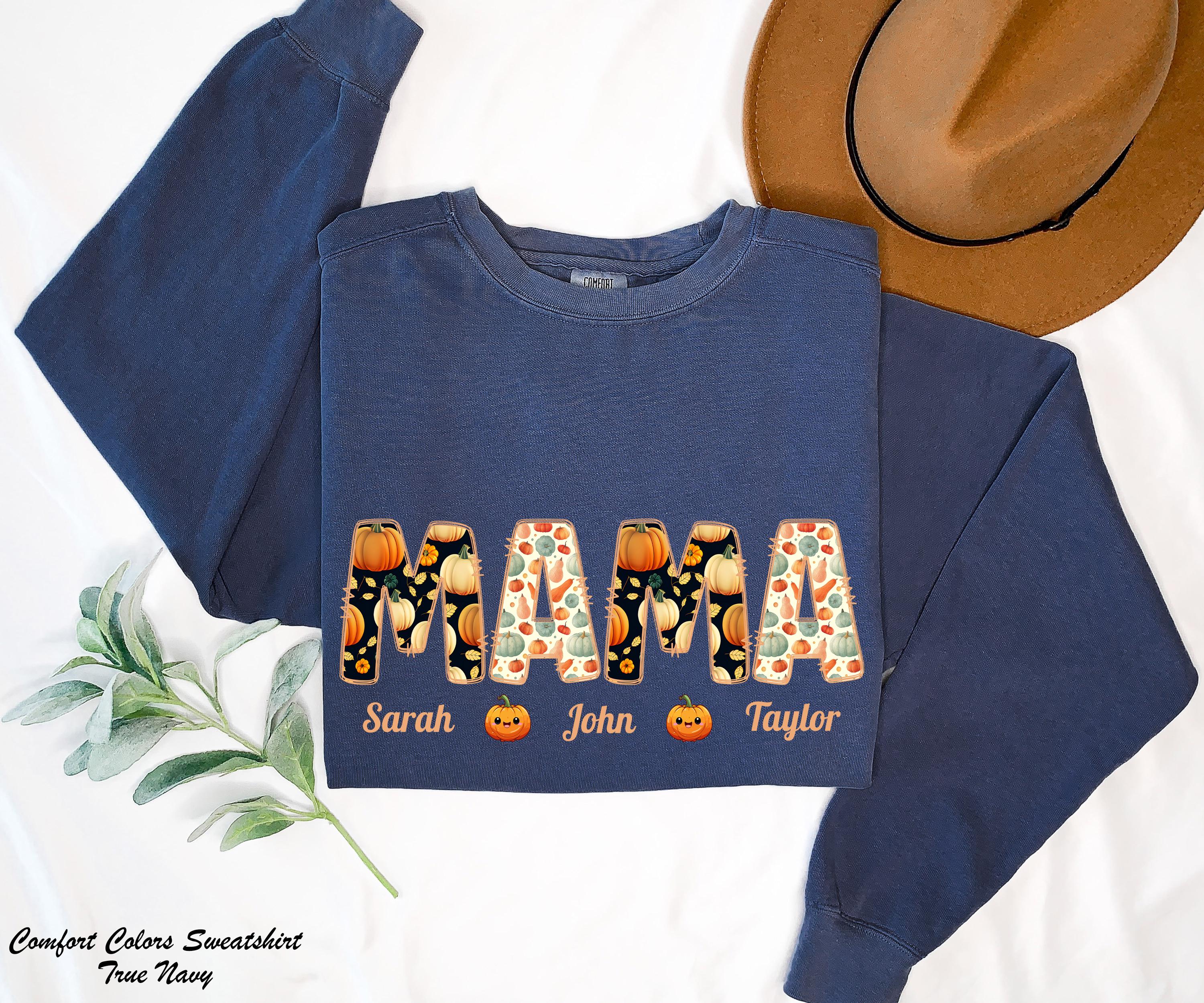 Custom Halloween Mama With Kids Name Sweatshirt, Halloween Personalized Shirt, Halloween Mimi Nana Shirt, Halloween Children Name Tees