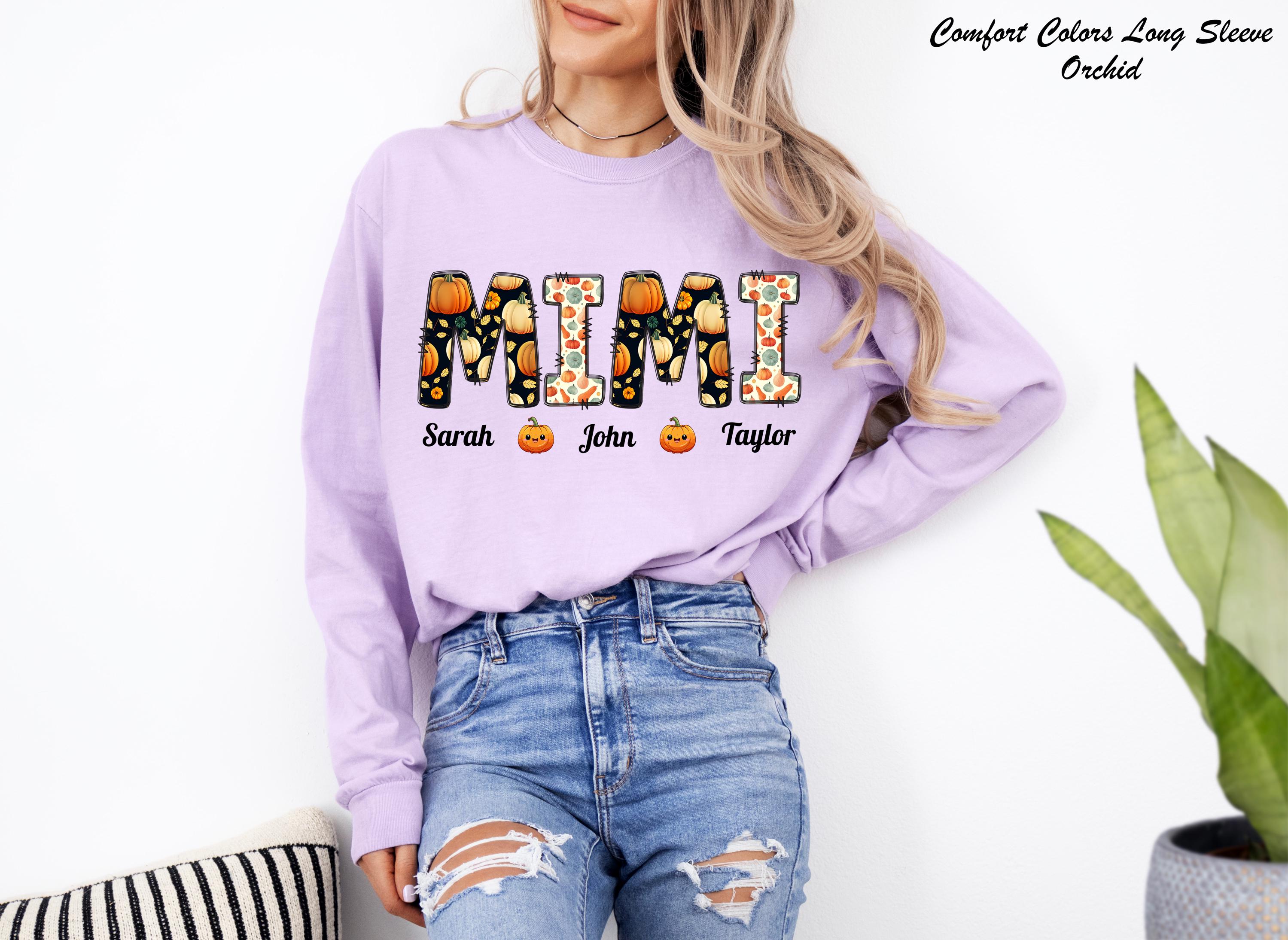 Custom Halloween Mama With Kids Name Sweatshirt, Halloween Personalized Shirt, Halloween Mimi Nana Shirt, Halloween Children Name Tees
