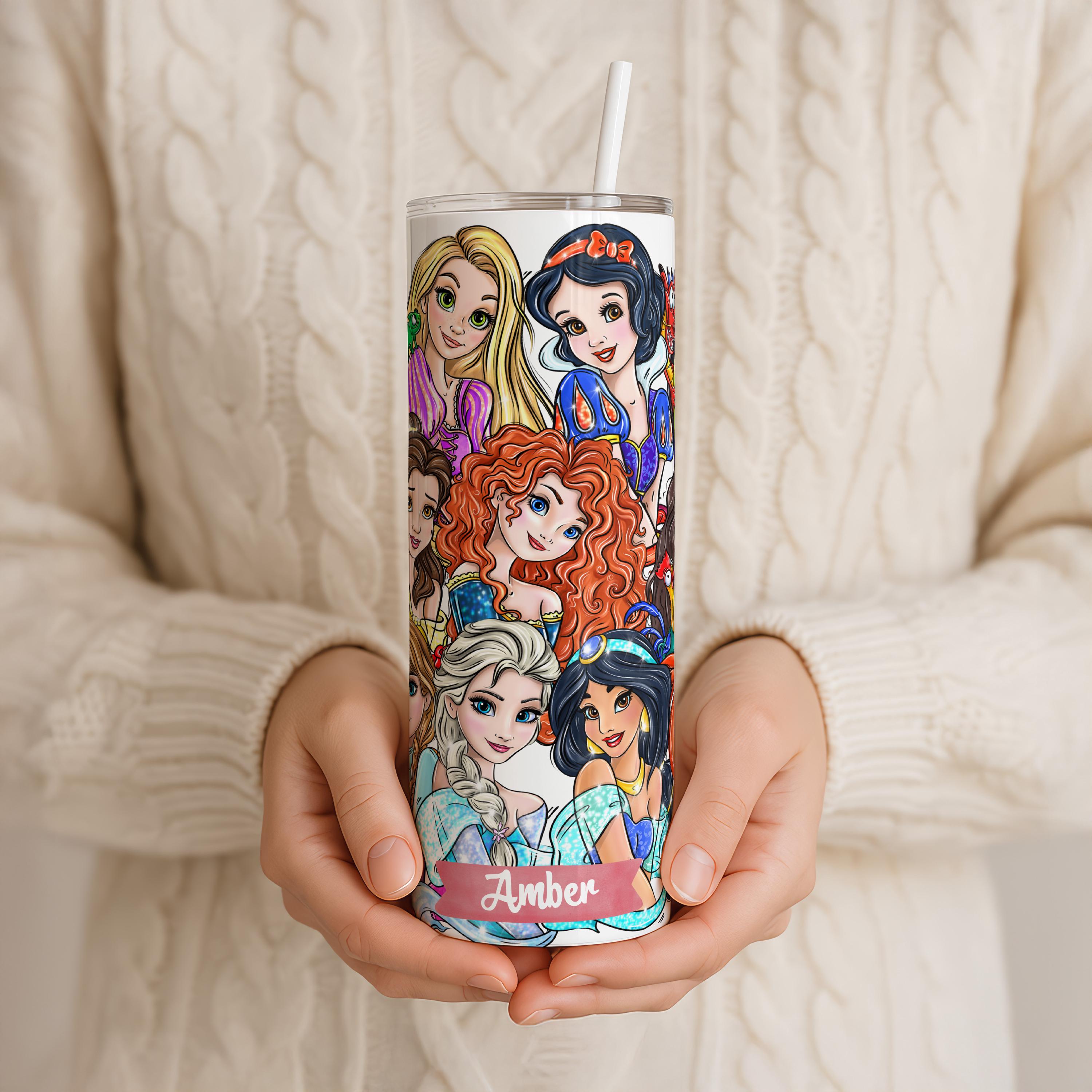 Custom Disney Princess Tumbler, Disney Princess Birthday Girl Gift, Disney Princess Gift Cup, Moana, Ariel, Cinderella, Elsa, Anna Tumbler