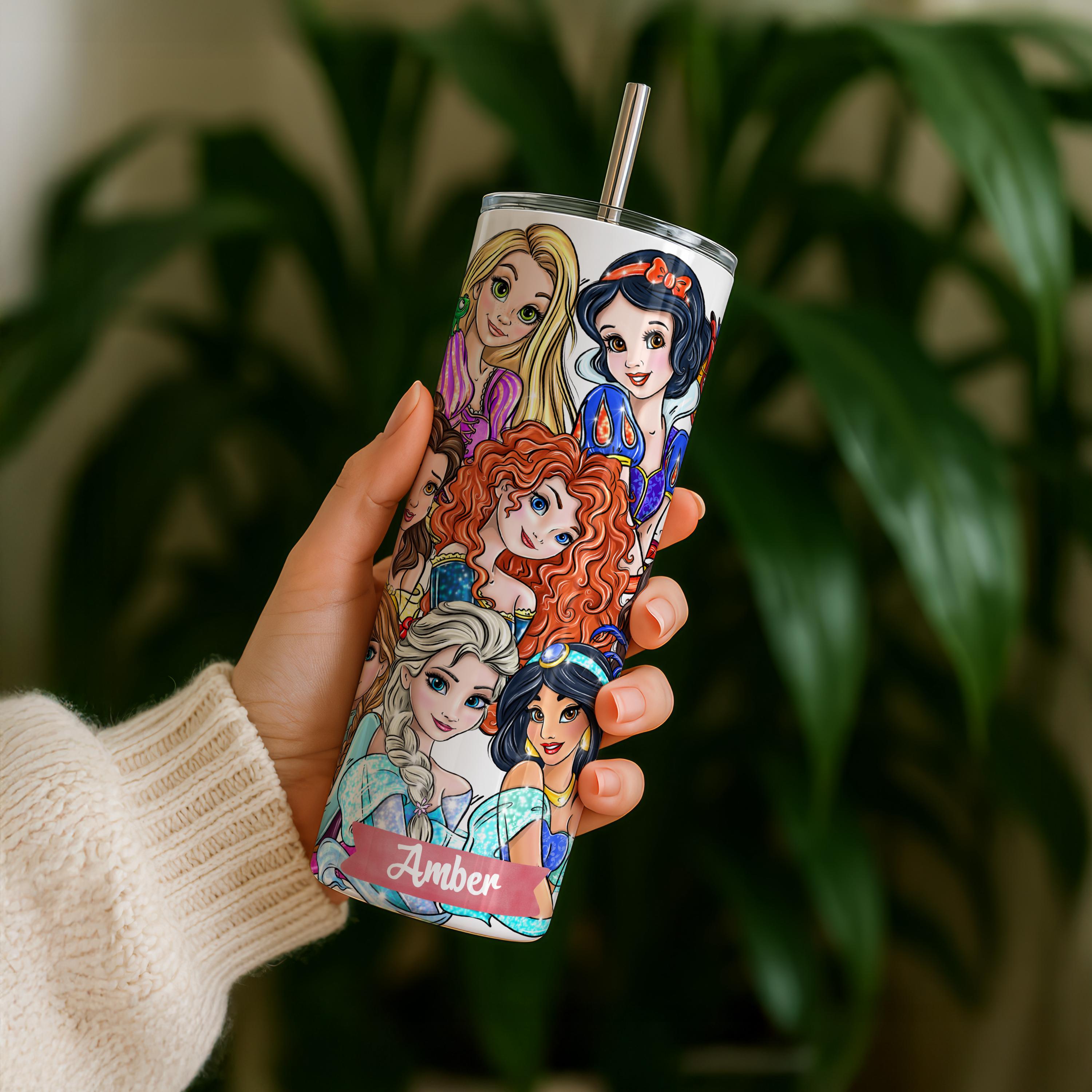 Custom Disney Princess Tumbler, Disney Princess Birthday Girl Gift, Disney Princess Gift Cup, Moana, Ariel, Cinderella, Elsa, Anna Tumbler