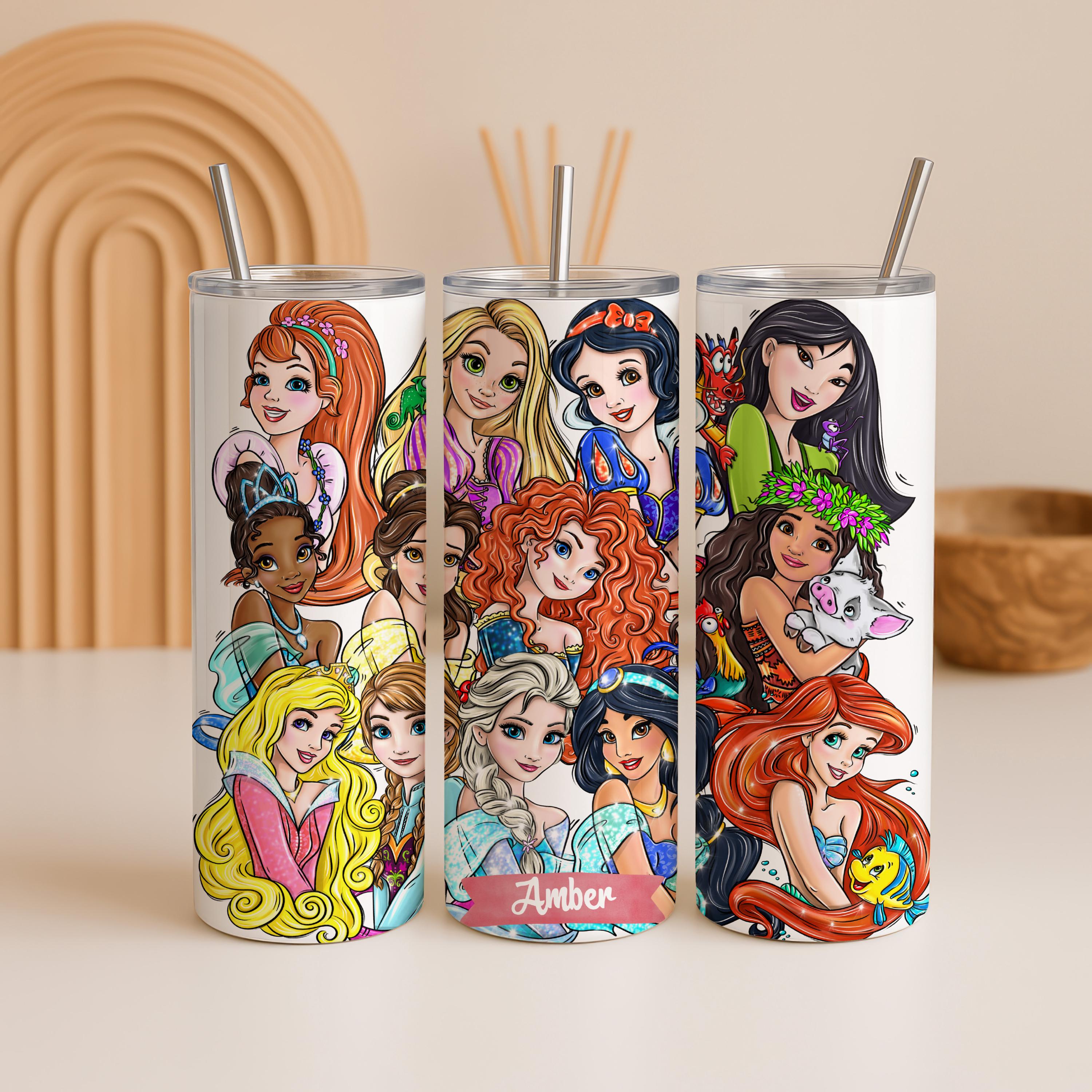 Custom Disney Princess Tumbler, Disney Princess Birthday Girl Gift, Disney Princess Gift Cup, Moana, Ariel, Cinderella, Elsa, Anna Tumbler
