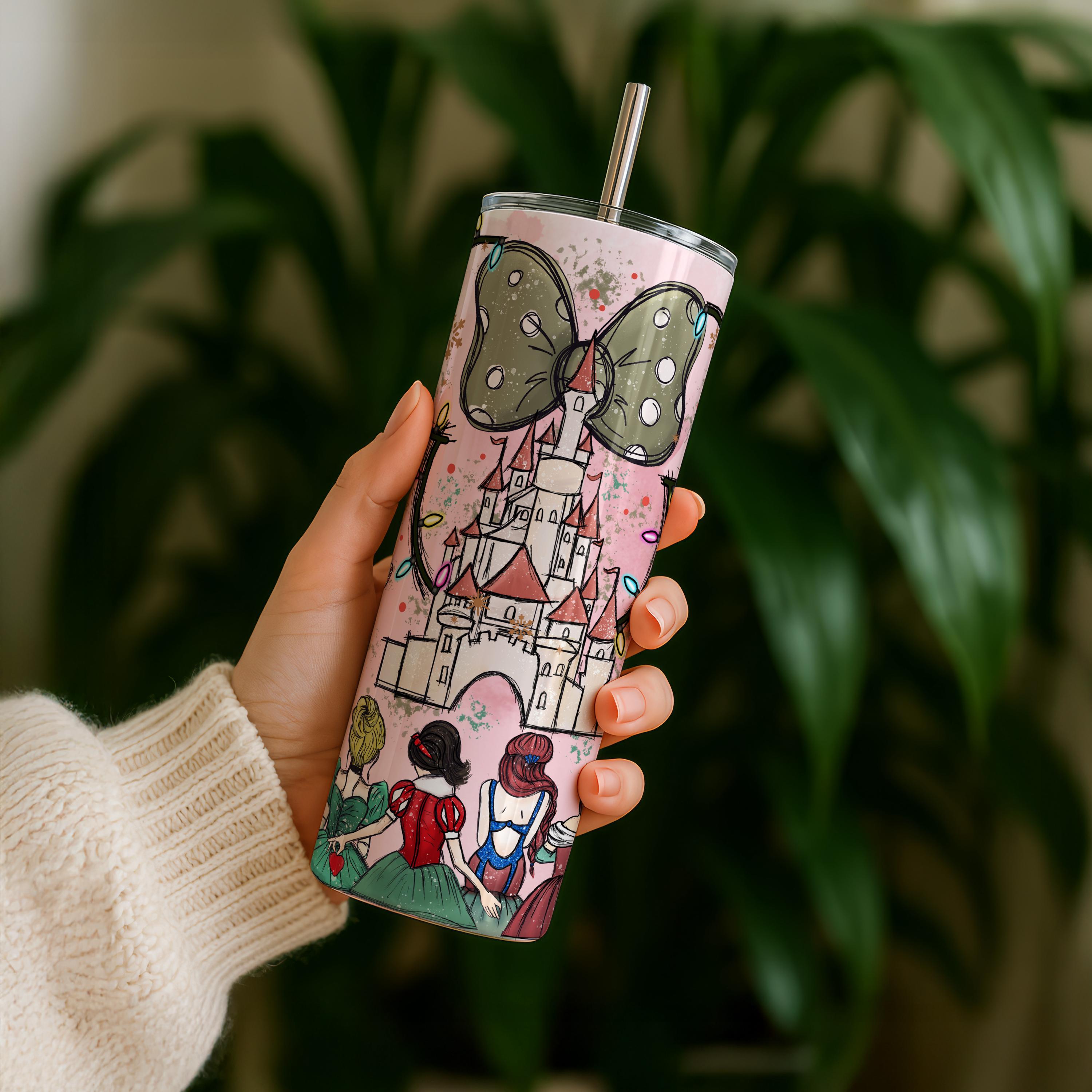 Disney Princess Tumbler, Disney Castle Tumbler, Disney Character Tumbler, Disney Princess Tumbler, 20oz Disney Tumbler Gifts, Xmas Kid Gifts