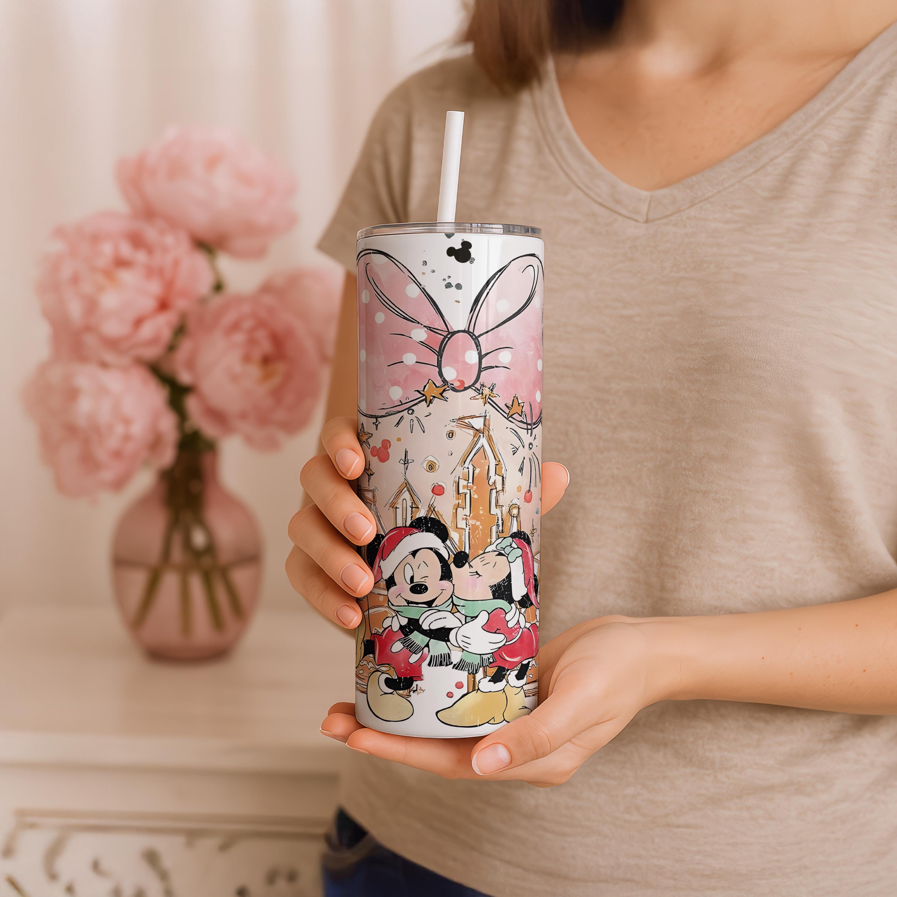 Mickey and Minnie Mouse Christmas Tumbler, Minnie Mouse Head Tumbler, Christmas Gift for Her, Christmas Couple Gifts,Disney Couple Tumbler