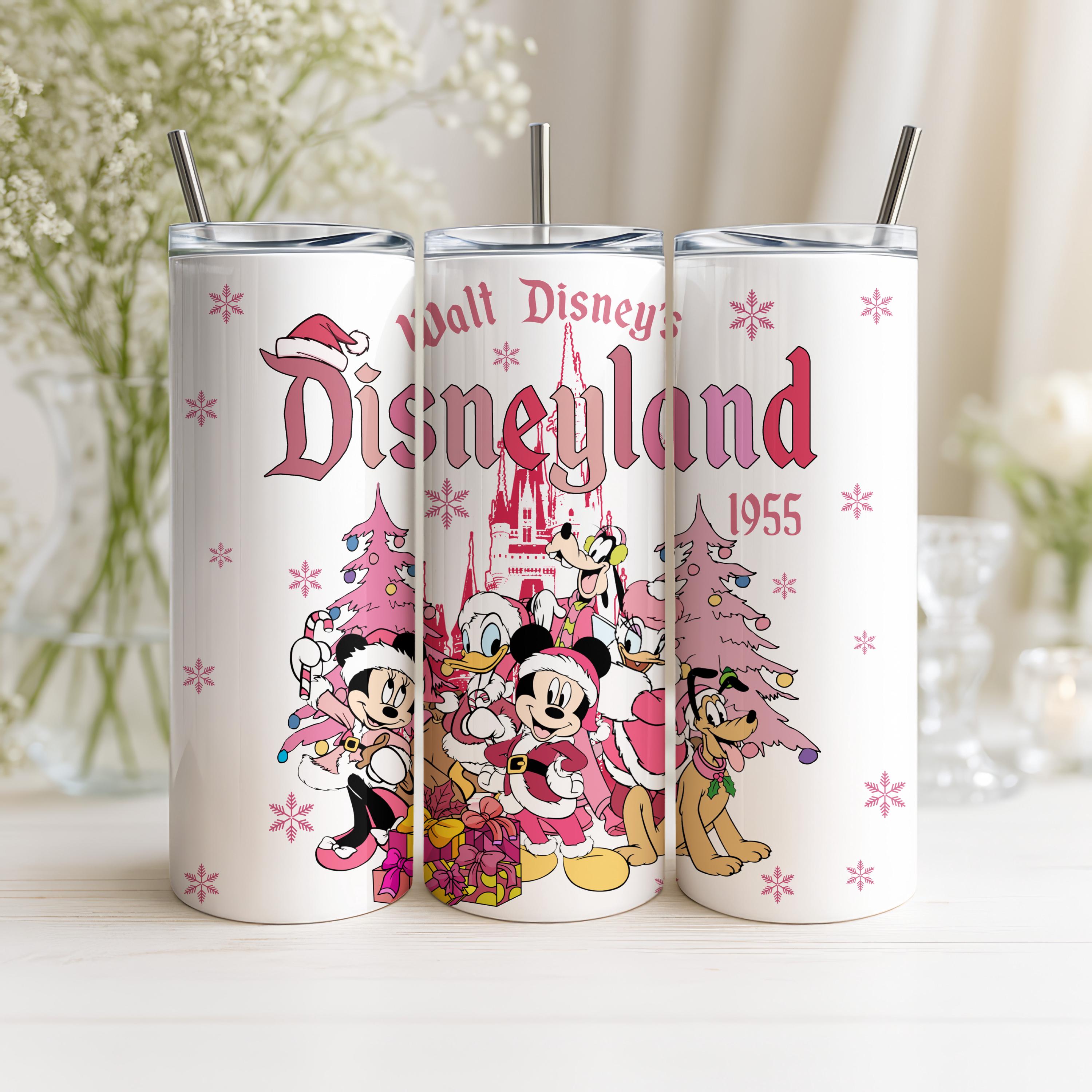 Walt Disney's Tumbler, Disneyland Tumbler, Mickey and Friends Pink Christmas Tumbler, Holiday Gifts, Disney Xmas Tumbler, Christmas Kid Gift