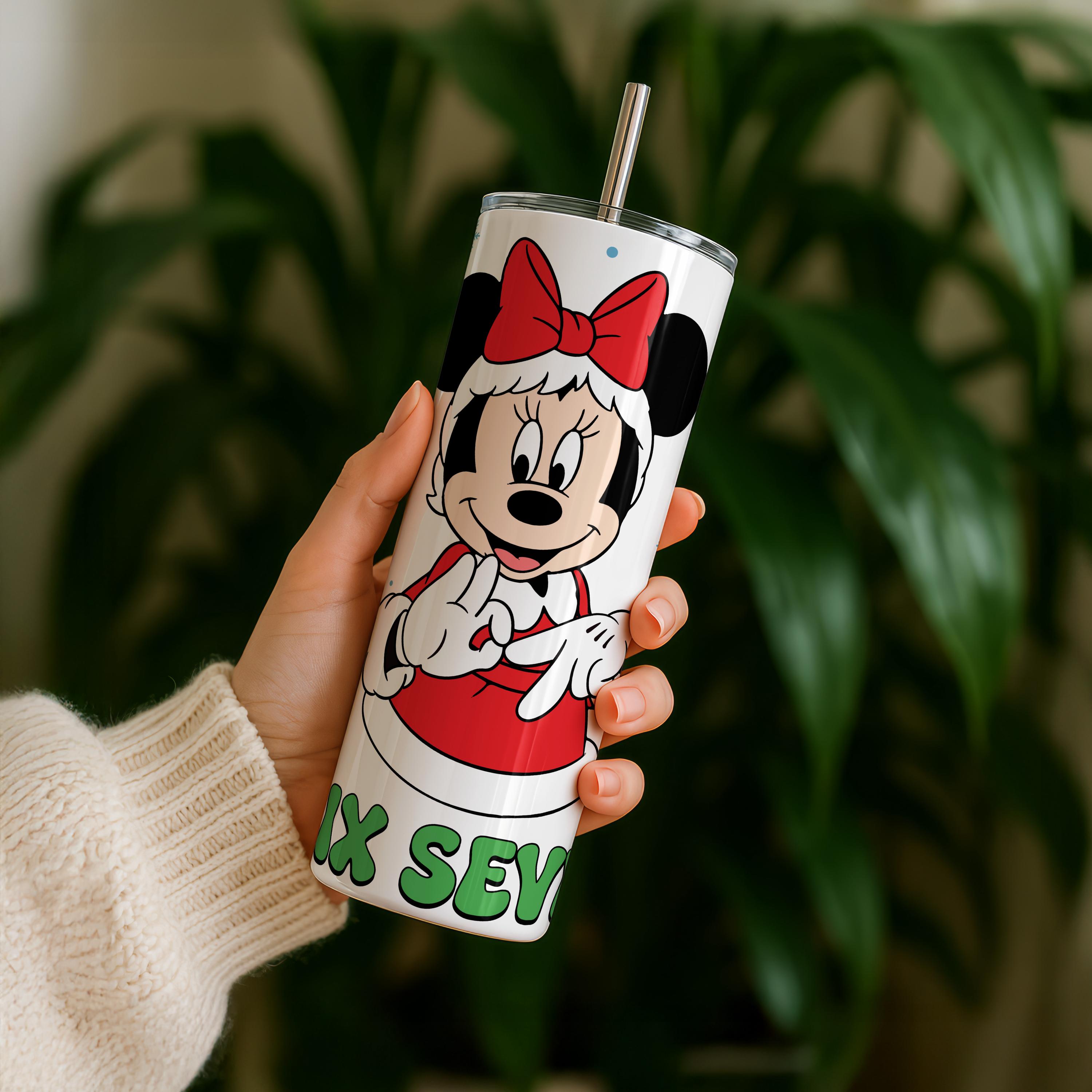 Funny Minnie Mouse Six Seven Meme Christmas 20oz Tumbler, Viral 6 7 Saying Disney Tumbler, Disney Six Seven Tumbler, Holiday Gift for Her