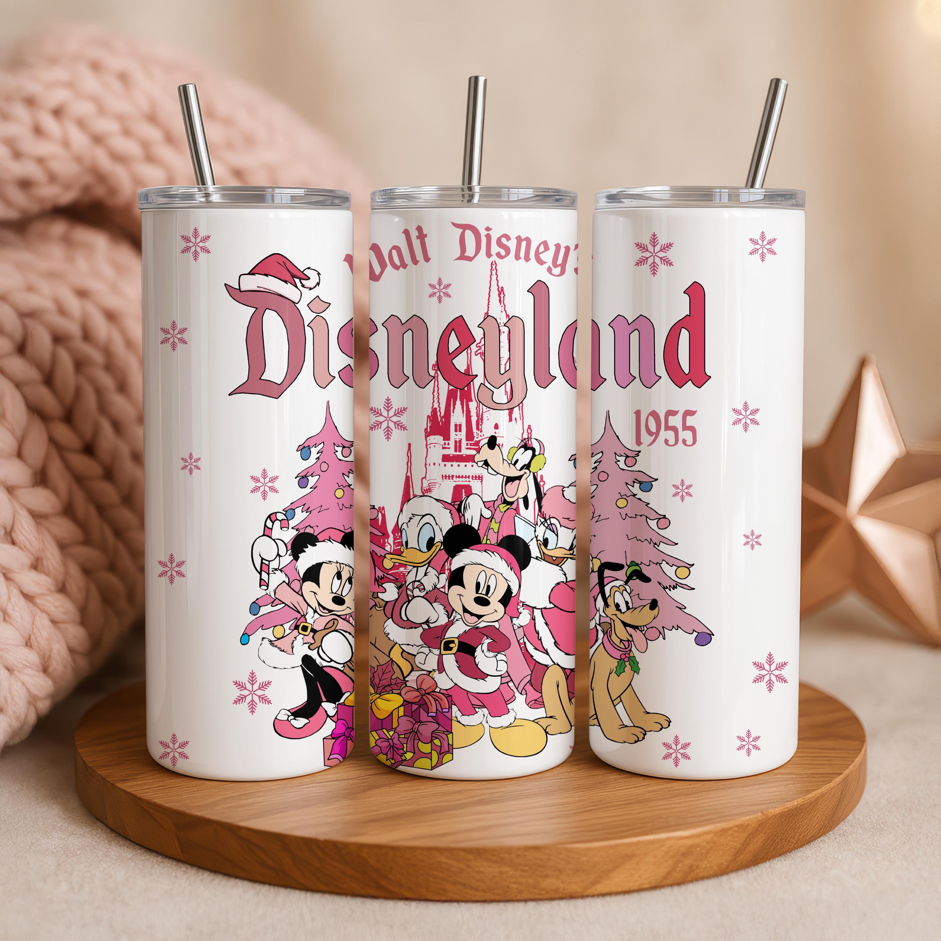 Walt Disney's Tumbler, Disneyland Tumbler, Mickey and Friends Pink Christmas Tumbler, Holiday Gifts, Disney Xmas Tumbler, Christmas Kid Gift