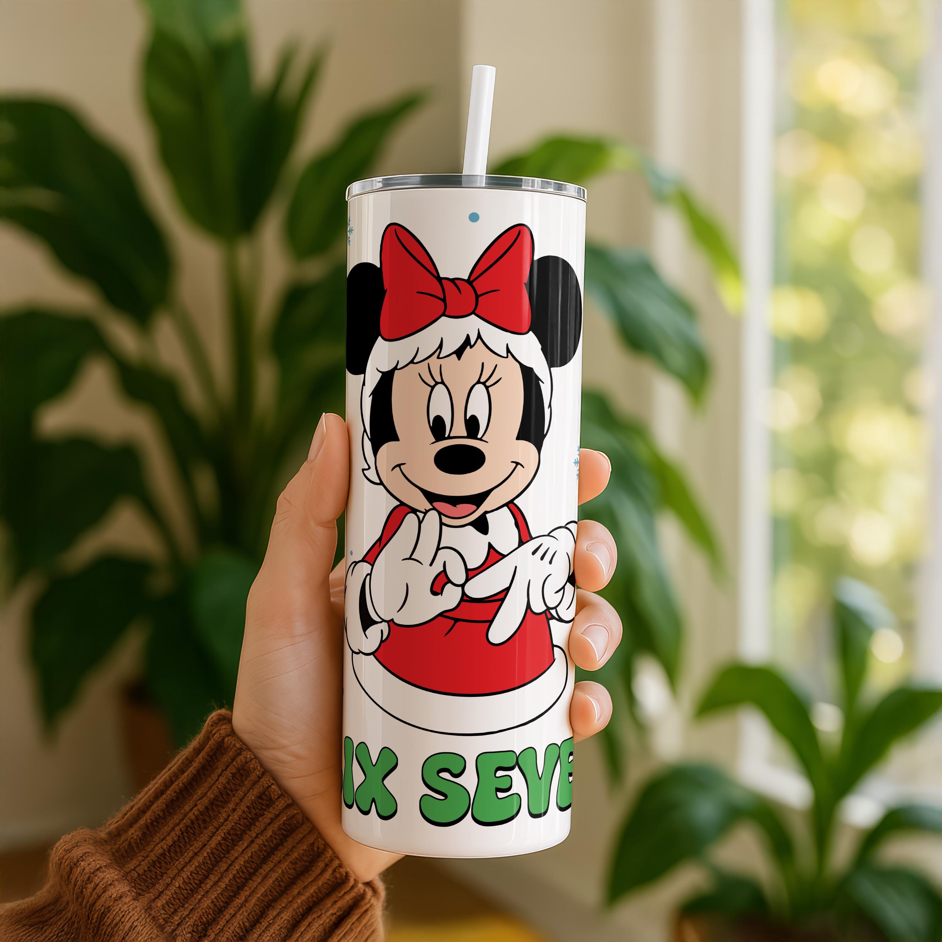 Funny Minnie Mouse Six Seven Meme Christmas 20oz Tumbler, Viral 6 7 Saying Disney Tumbler, Disney Six Seven Tumbler, Holiday Gift for Her