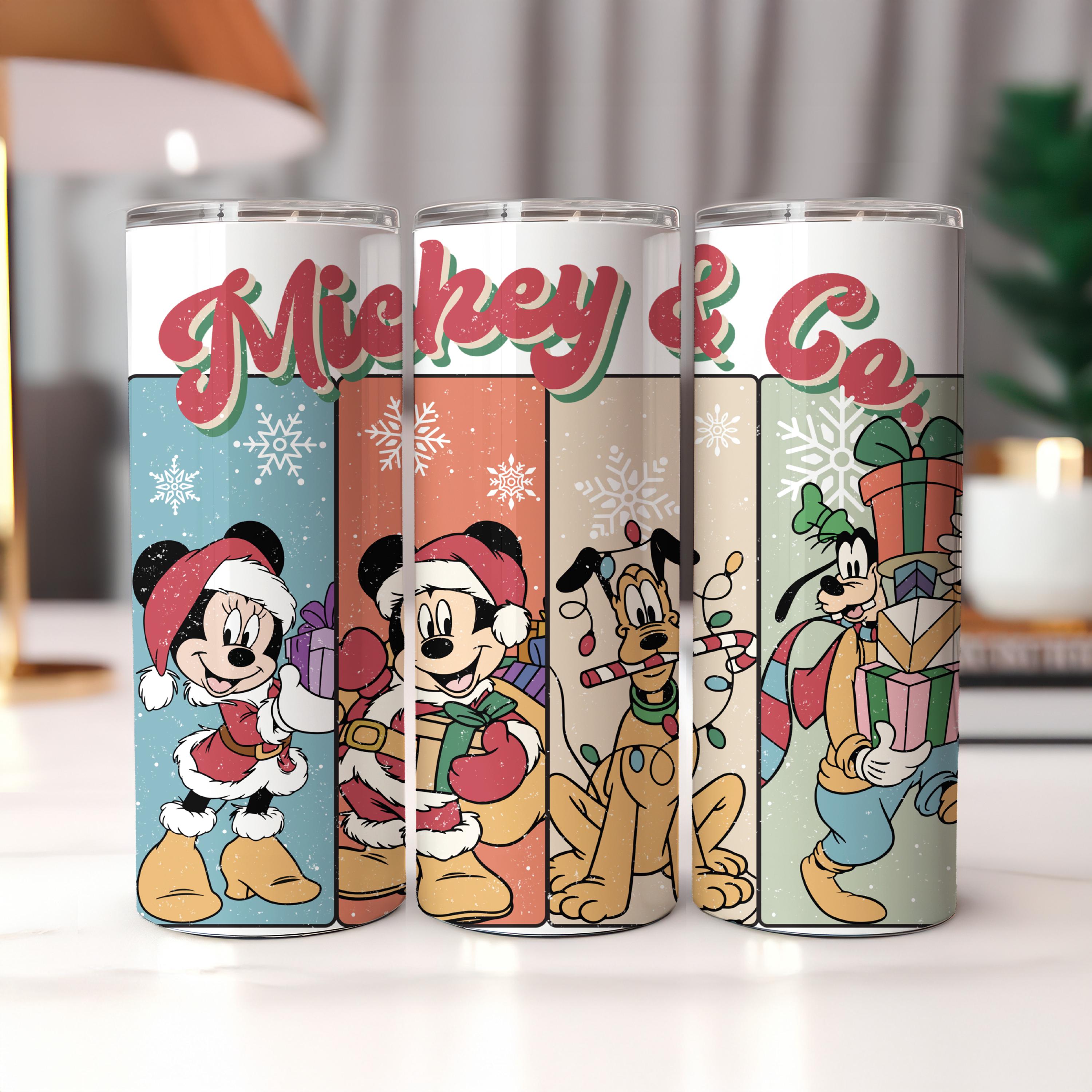 Mickey and Co Tumbler, 20oz Mickey Mouse Stainless Steel Tumbler, Skinny Travel Tumbler, Christmas Tumbler Gift for Adults & Kids, Xmas Gift