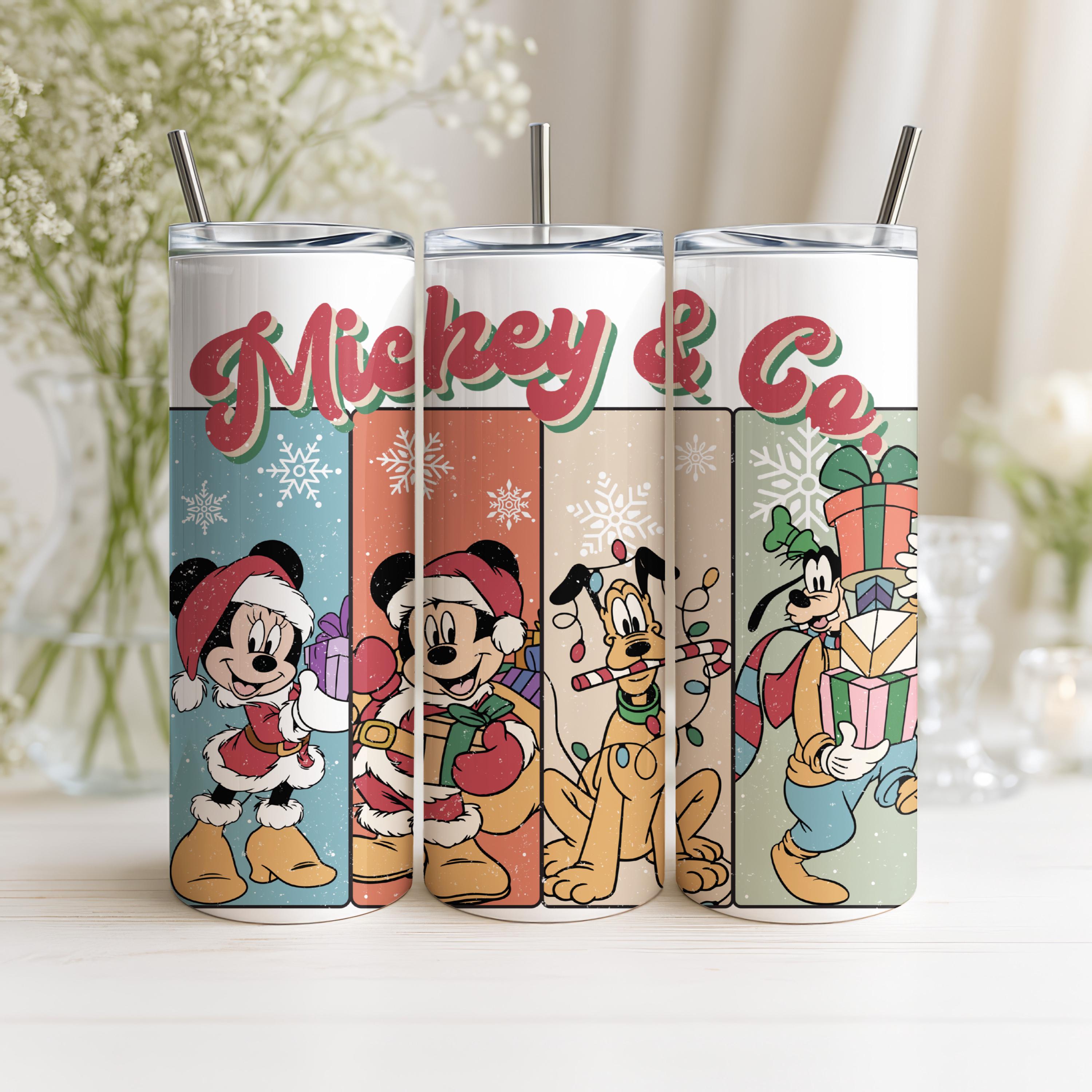 Mickey and Co Tumbler, 20oz Mickey Mouse Stainless Steel Tumbler, Skinny Travel Tumbler, Christmas Tumbler Gift for Adults & Kids, Xmas Gift