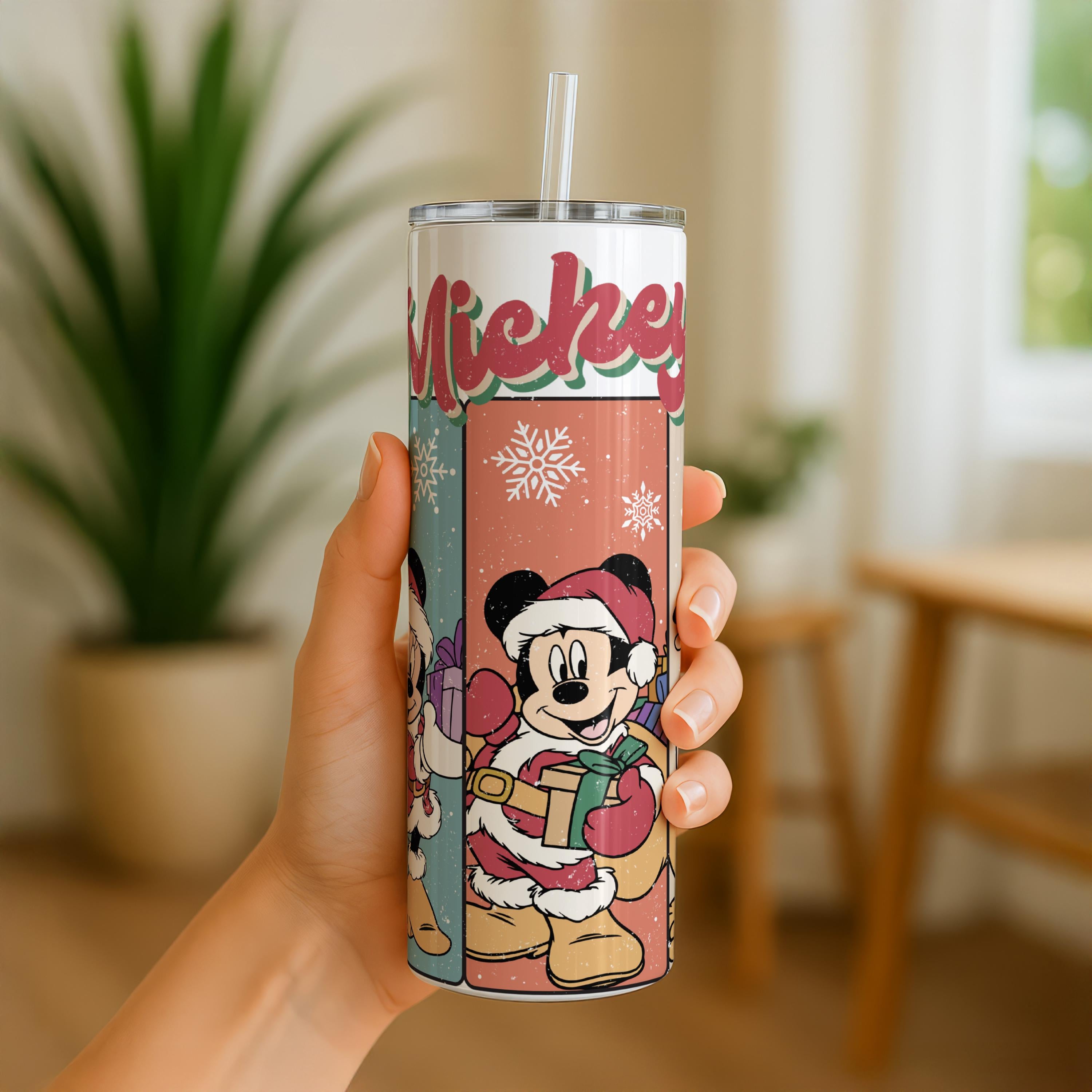 Mickey and Co Tumbler, 20oz Mickey Mouse Stainless Steel Tumbler, Skinny Travel Tumbler, Christmas Tumbler Gift for Adults & Kids, Xmas Gift
