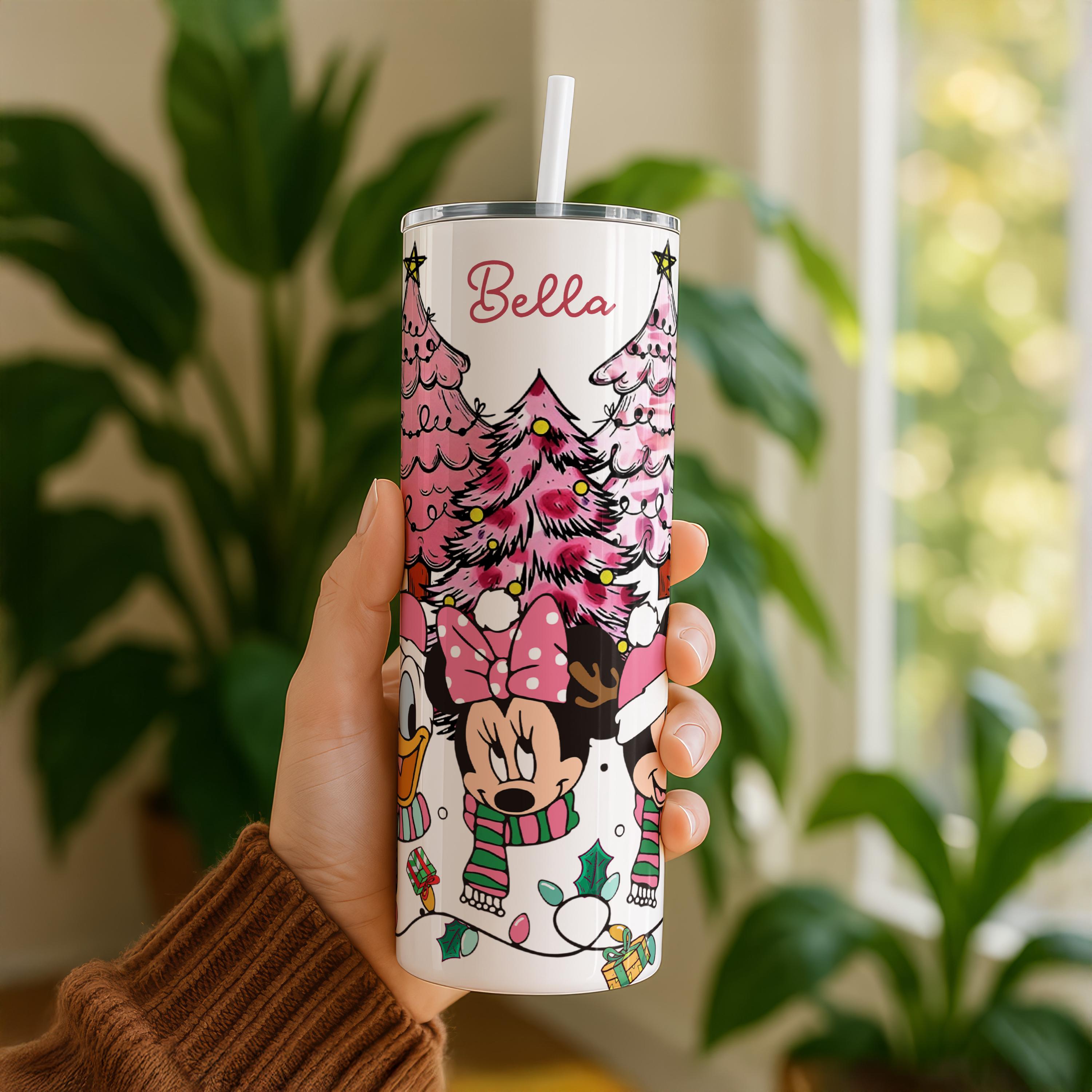 Pink Christmas Mickey and Friends Tumbler, Disney Pink Christmas Tree Tumbler, Christmas Gift Tumbler ,Christmas Party Tumbler, Xmas Gifts