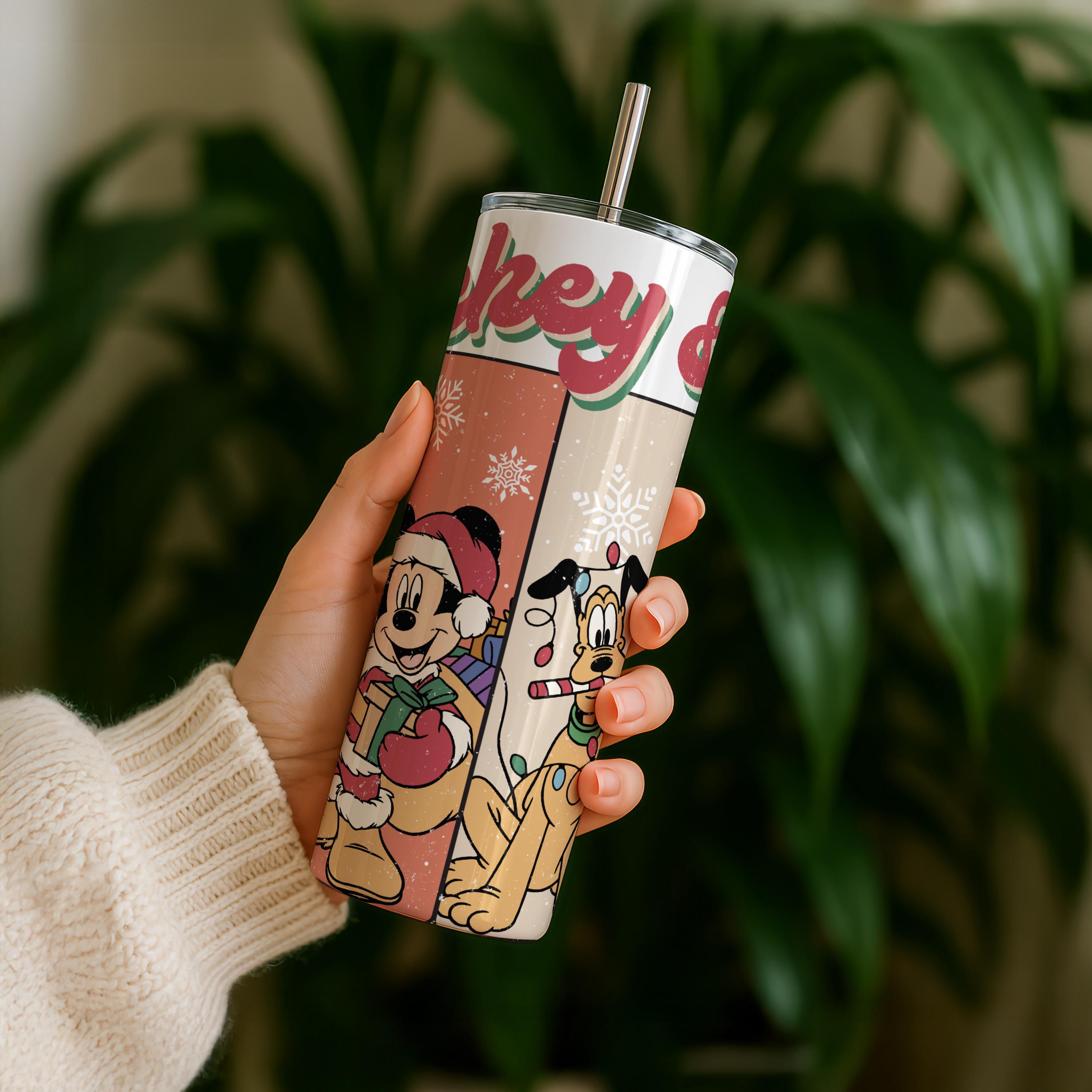 Mickey and Co Tumbler, 20oz Mickey Mouse Stainless Steel Tumbler, Skinny Travel Tumbler, Christmas Tumbler Gift for Adults & Kids, Xmas Gift