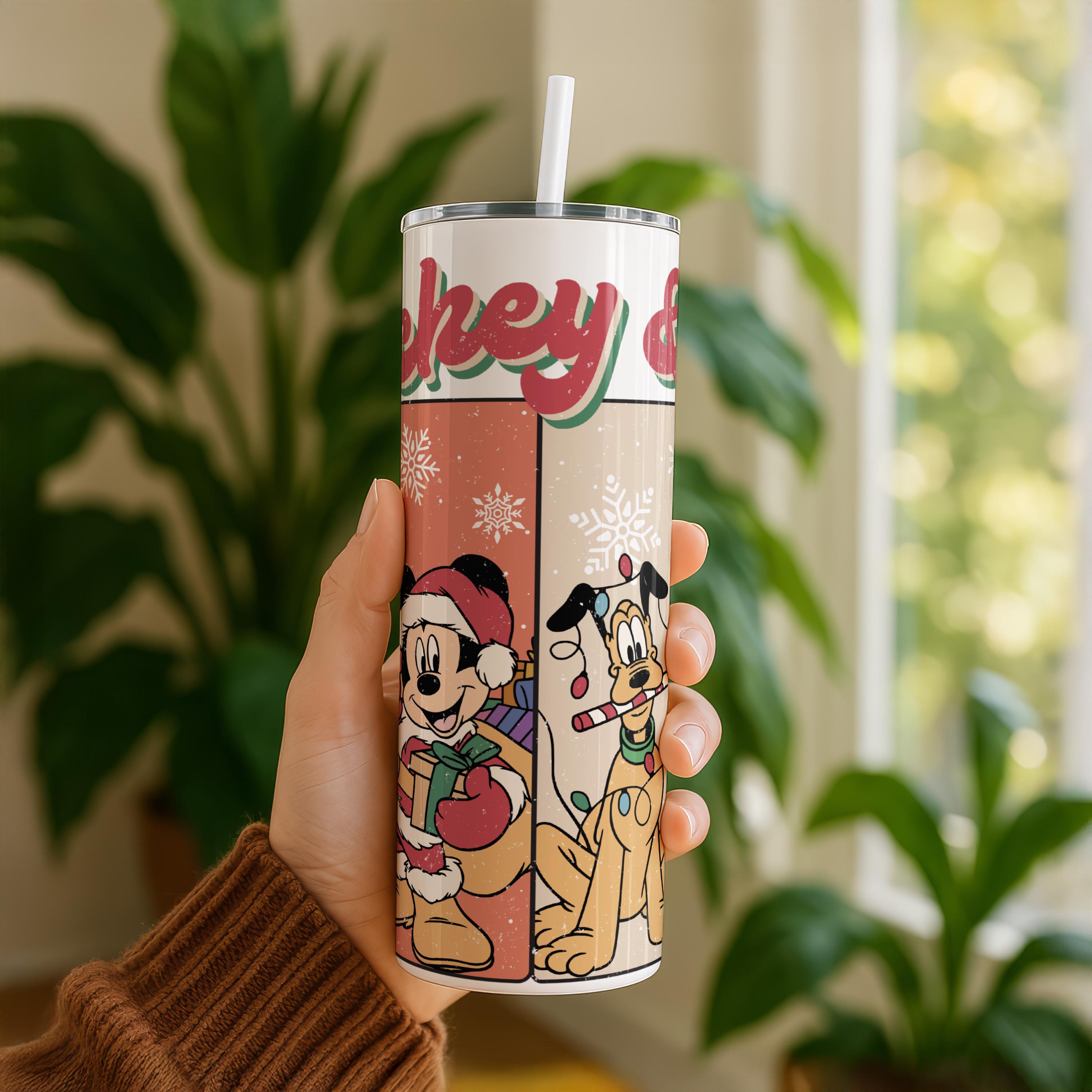 Mickey and Co Tumbler, 20oz Mickey Mouse Stainless Steel Tumbler, Skinny Travel Tumbler, Christmas Tumbler Gift for Adults & Kids, Xmas Gift