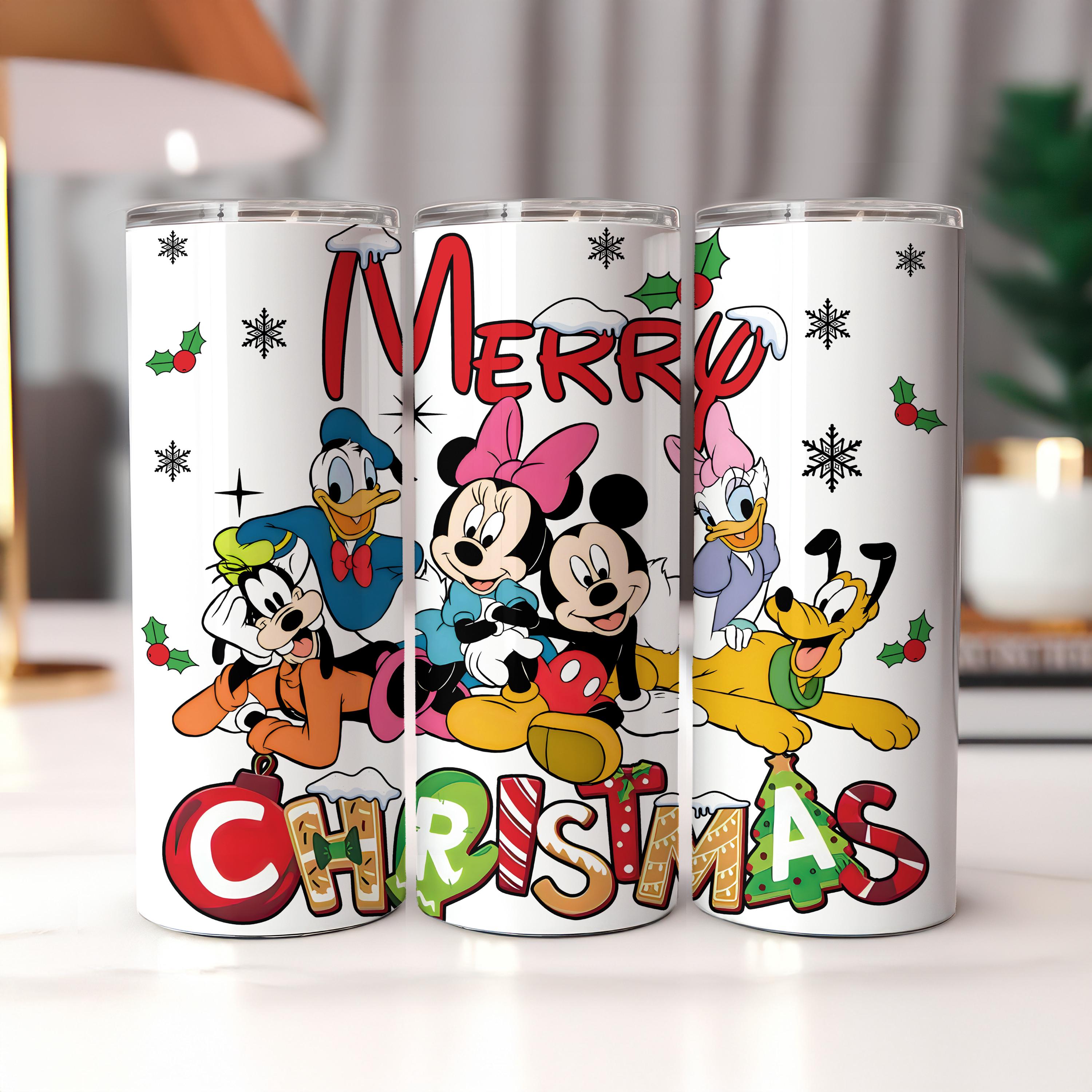 Mickey And Friends Christmas Tumbler, Disney Merry Christmas Tumbler, Disneyworld Holiday Presents,Stocking Stuffer Gift,Disney Xmas Gifts