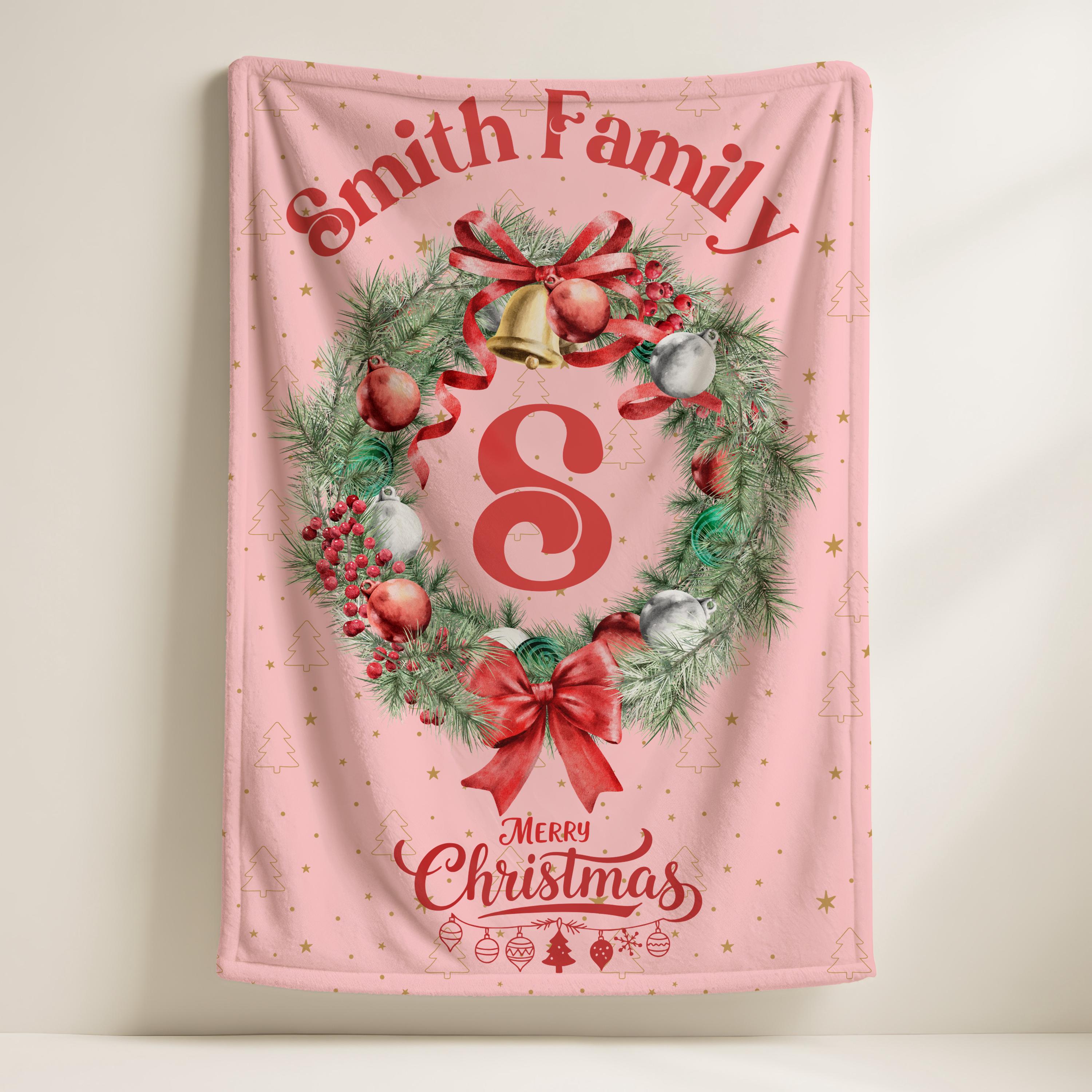 Custom Family Name Holiday Throw, Christmas Tapestry Gift for Newlyweds, New Home Gift,Christmas Home Decor,Personalized Christmas Blanket