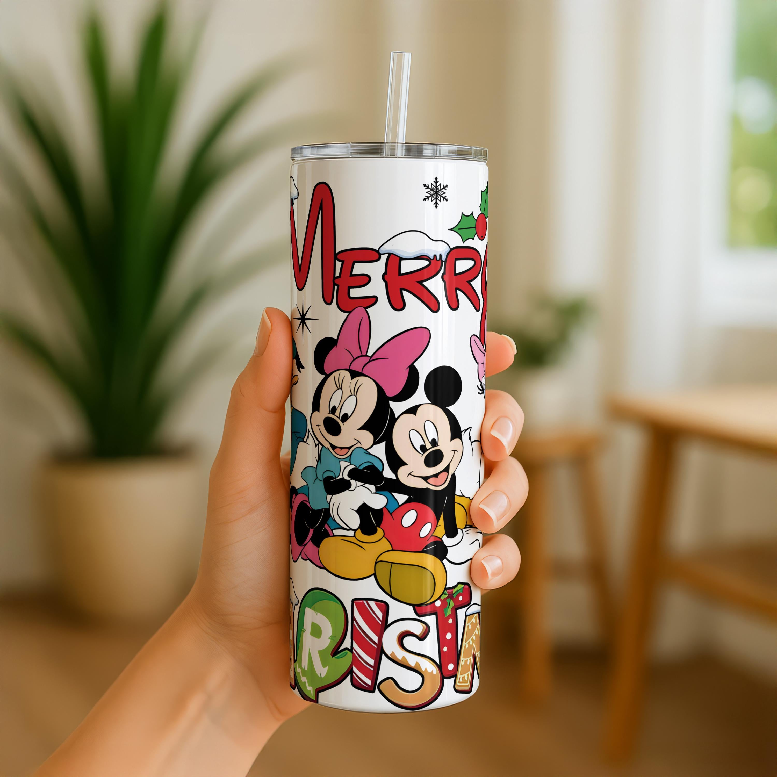 Mickey And Friends Christmas Tumbler, Disney Merry Christmas Tumbler, Disneyworld Holiday Presents,Stocking Stuffer Gift,Disney Xmas Gifts