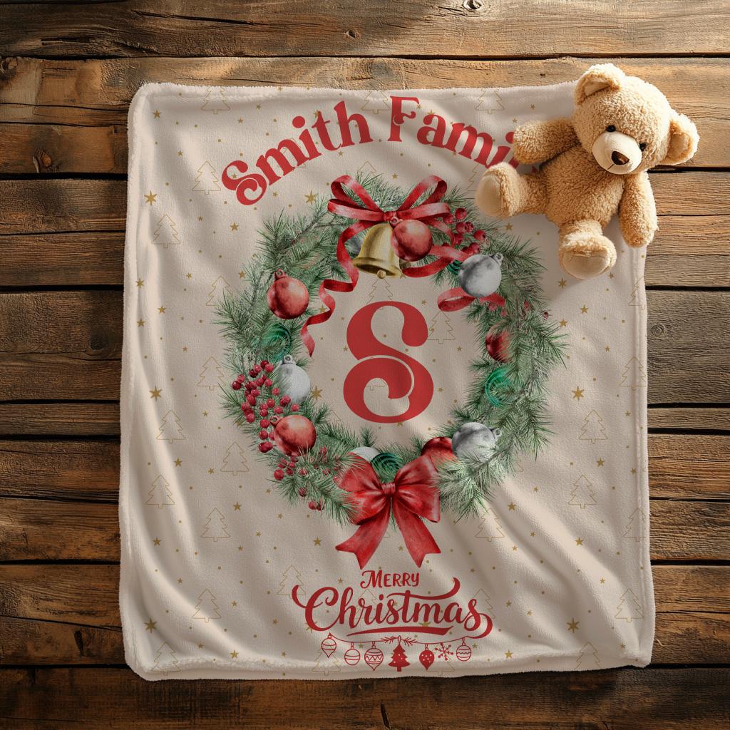 Custom Family Name Holiday Throw, Christmas Tapestry Gift for Newlyweds, New Home Gift,Christmas Home Decor,Personalized Christmas Blanket