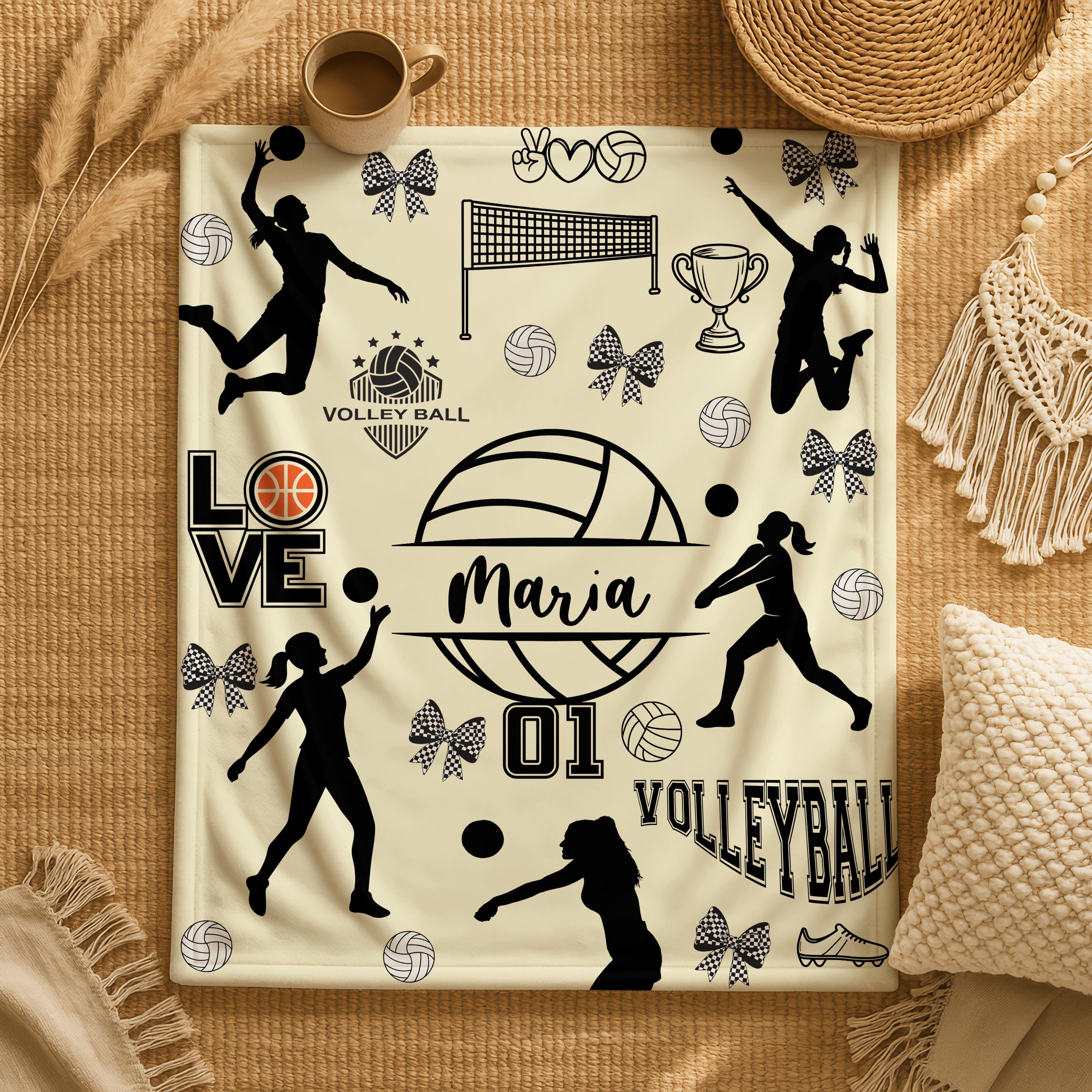 Personalized Volleyball Girl Blanket,Custom Name Collage,Team Throw,Sports Blanket Throw for Girls,Gift for Volleyball Lover,Girl Room Decor