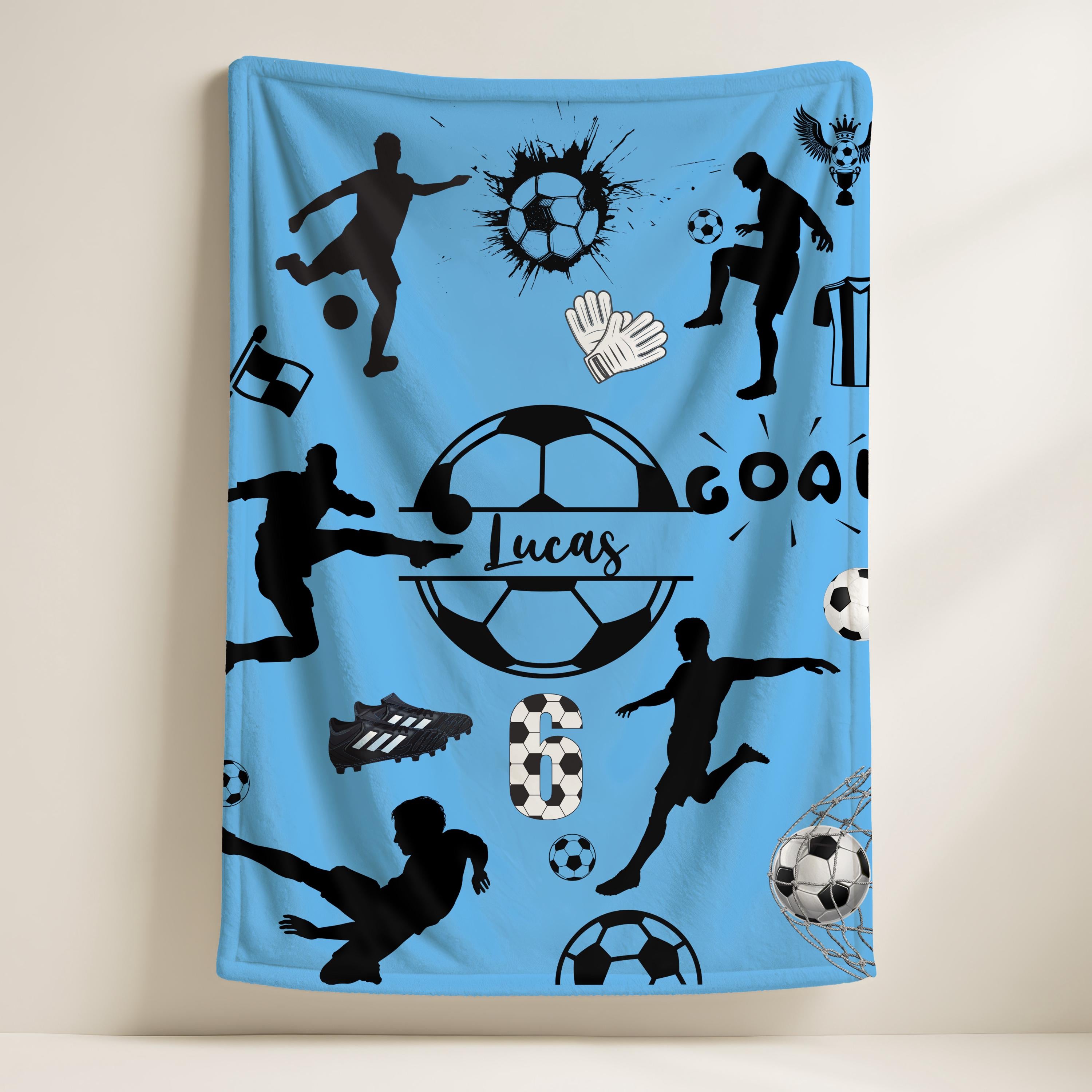 Custom Name Football Blanket,Soccer Name Blanket,Sports Blanket for Husband /Boyfriend /Dad /Team,Football Gift, Custom Football Team Throw