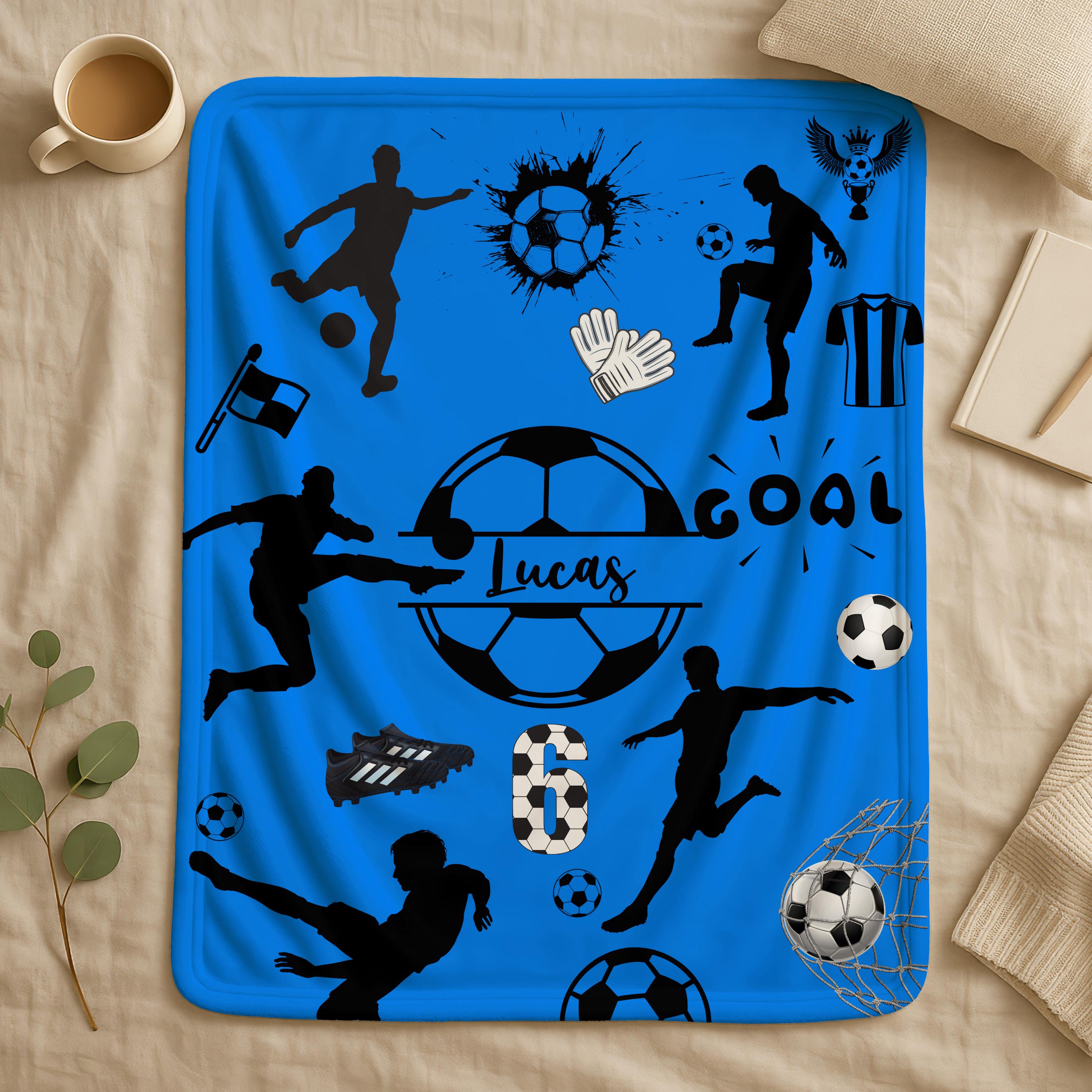 Custom Name Football Blanket,Soccer Name Blanket,Sports Blanket for Husband /Boyfriend /Dad /Team,Football Gift, Custom Football Team Throw