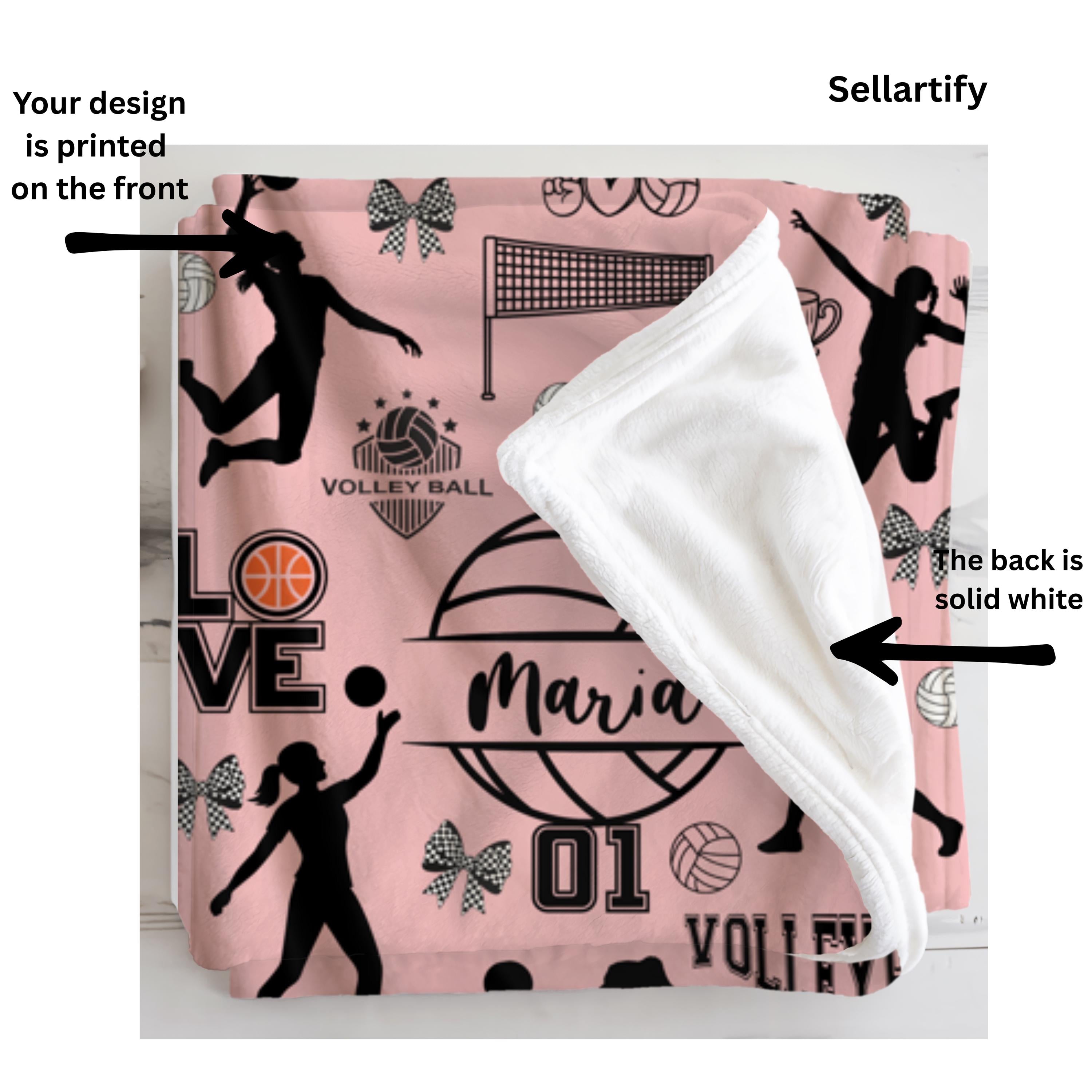 Personalized Volleyball Girl Blanket,Custom Name Collage,Team Throw,Sports Blanket Throw for Girls,Gift for Volleyball Lover,Girl Room Decor