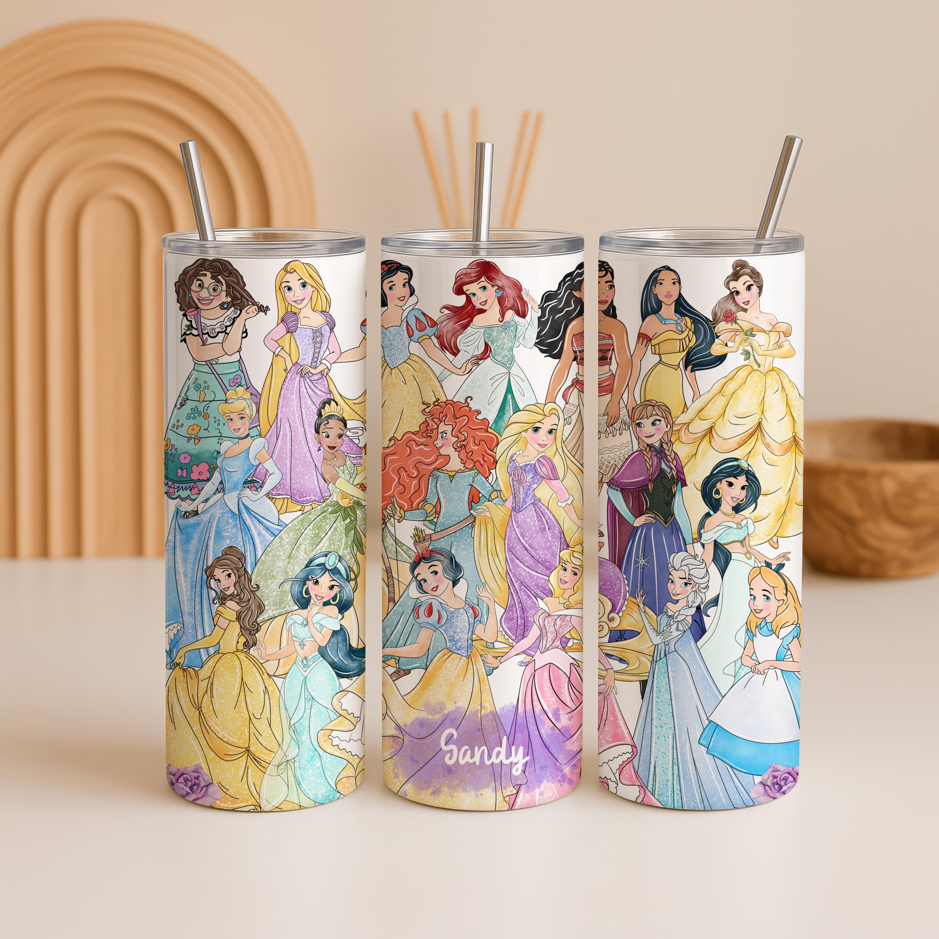 Custom Disney Princess Cartoon Tumbler, Princess Squad 20oz Skinny Tumbler, Custom Girl Tumbler, Magical Kingdom Tumbler,Cute Daughter Gifts
