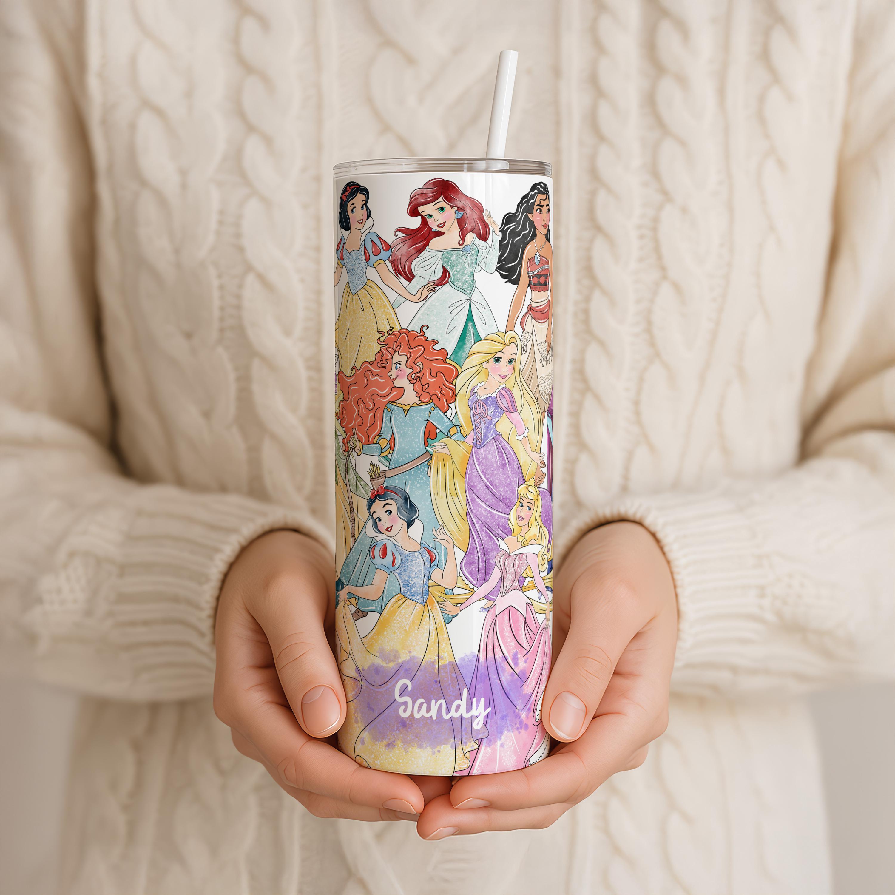 Custom Disney Princess Cartoon Tumbler, Princess Squad 20oz Skinny Tumbler, Custom Girl Tumbler, Magical Kingdom Tumbler,Cute Daughter Gifts