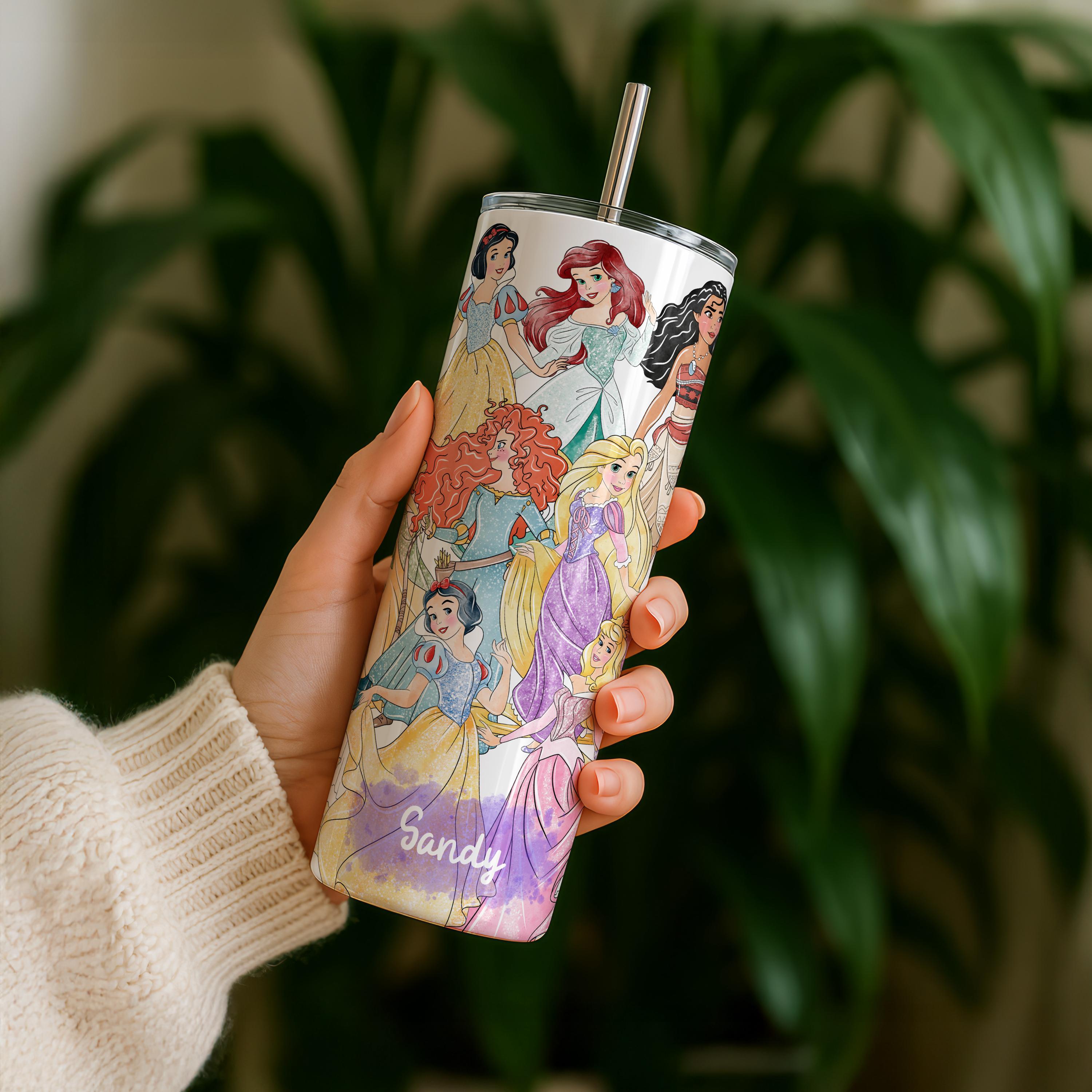 Custom Disney Princess Cartoon Tumbler, Princess Squad 20oz Skinny Tumbler, Custom Girl Tumbler, Magical Kingdom Tumbler,Cute Daughter Gifts