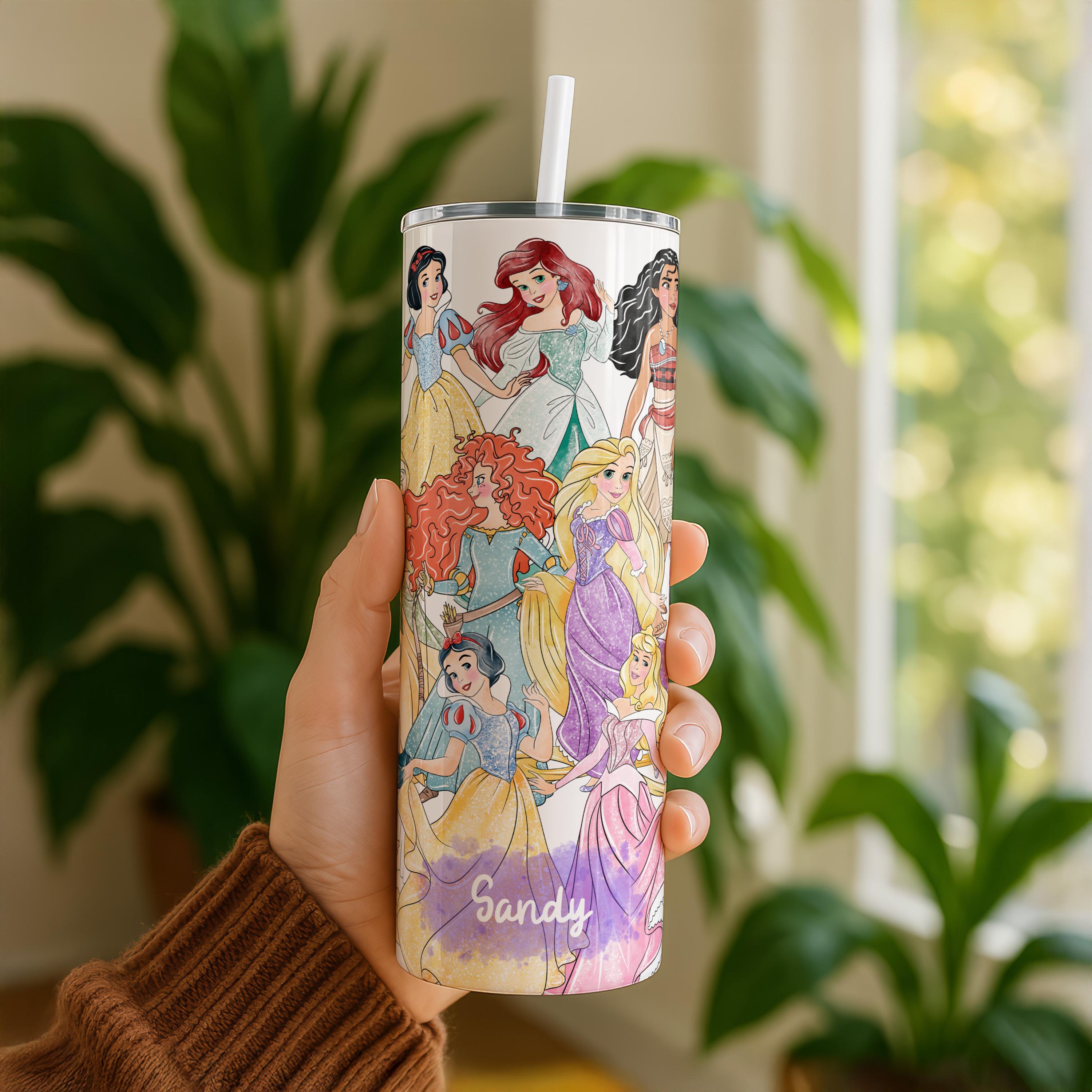 Custom Disney Princess Cartoon Tumbler, Princess Squad 20oz Skinny Tumbler, Custom Girl Tumbler, Magical Kingdom Tumbler,Cute Daughter Gifts