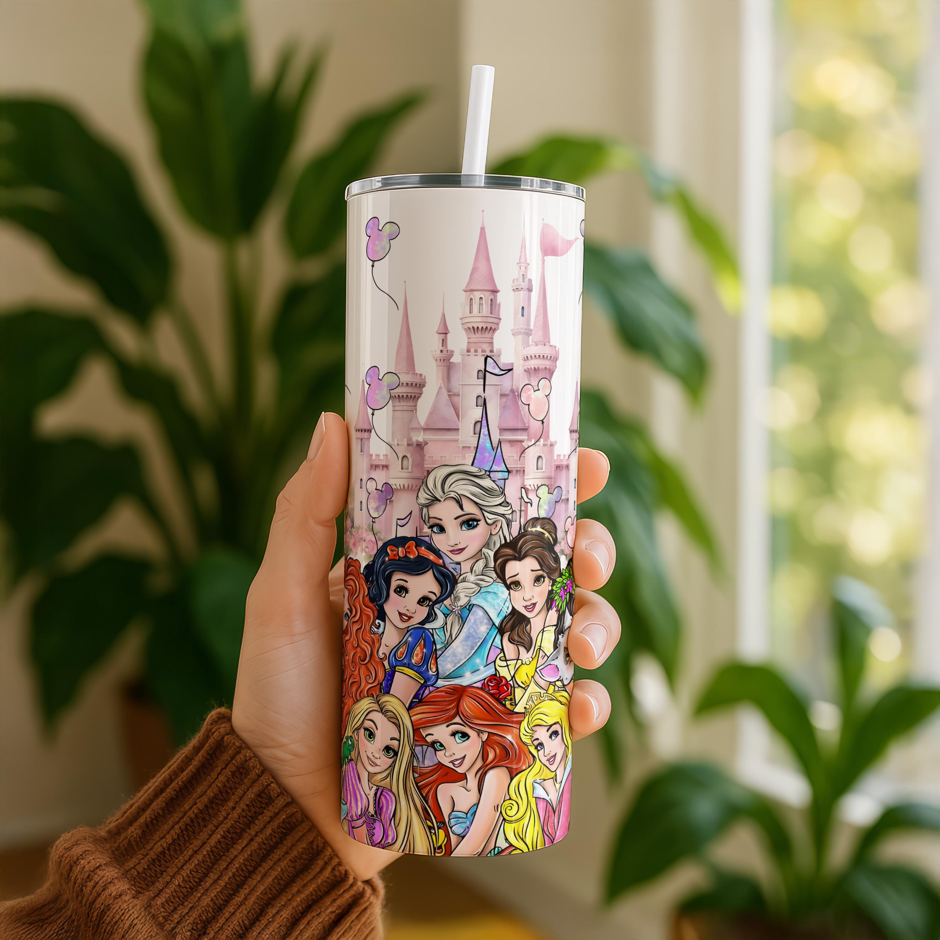 Disney Princess Tumbler, 20oz Skinny Tumbler, Girl Tumbler Gifts, Princess Tumbler,Princess Water Bottle,Disneyland Princess Girl Travel Mug