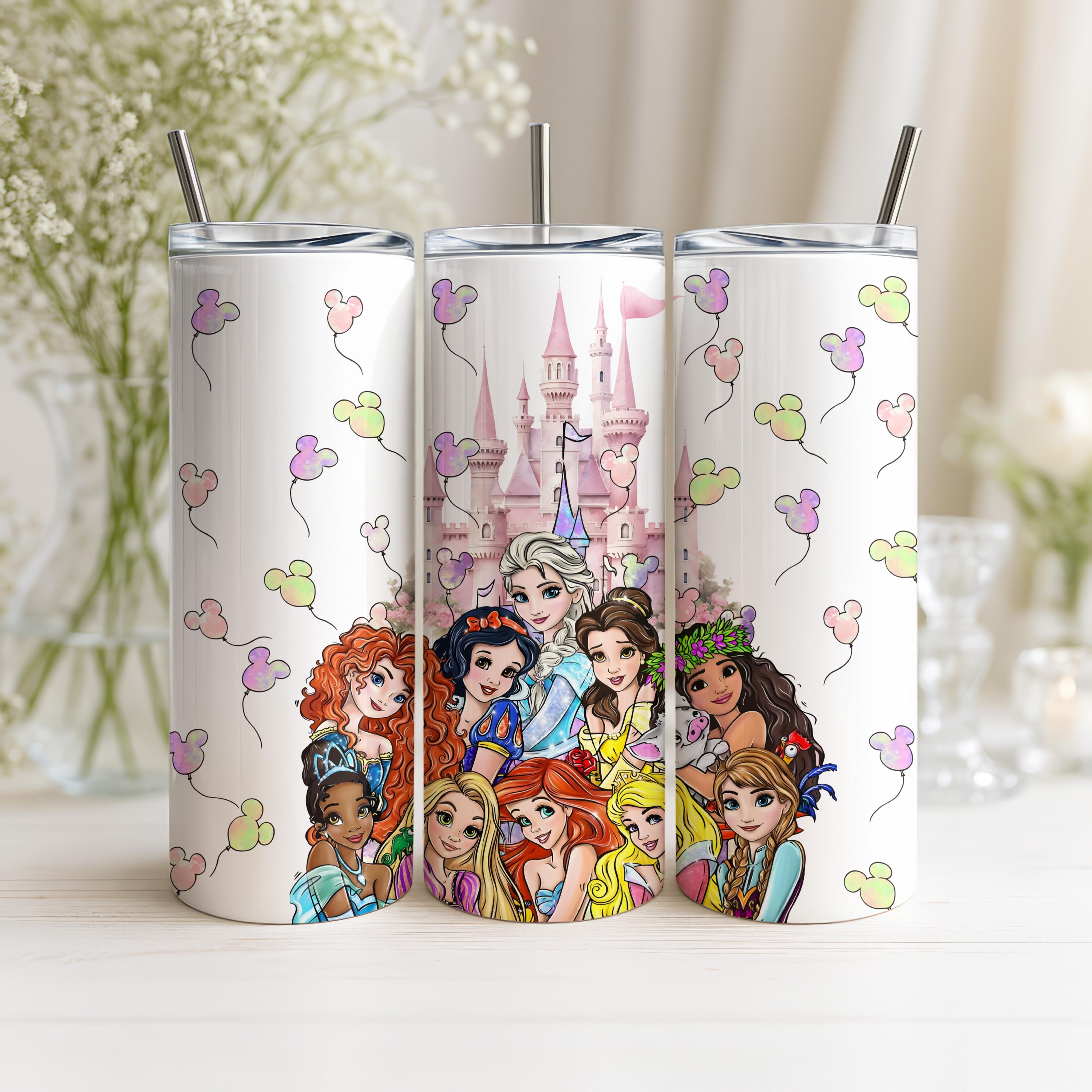Disney Princess Tumbler, 20oz Skinny Tumbler, Girl Tumbler Gifts, Princess Tumbler,Princess Water Bottle,Disneyland Princess Girl Travel Mug