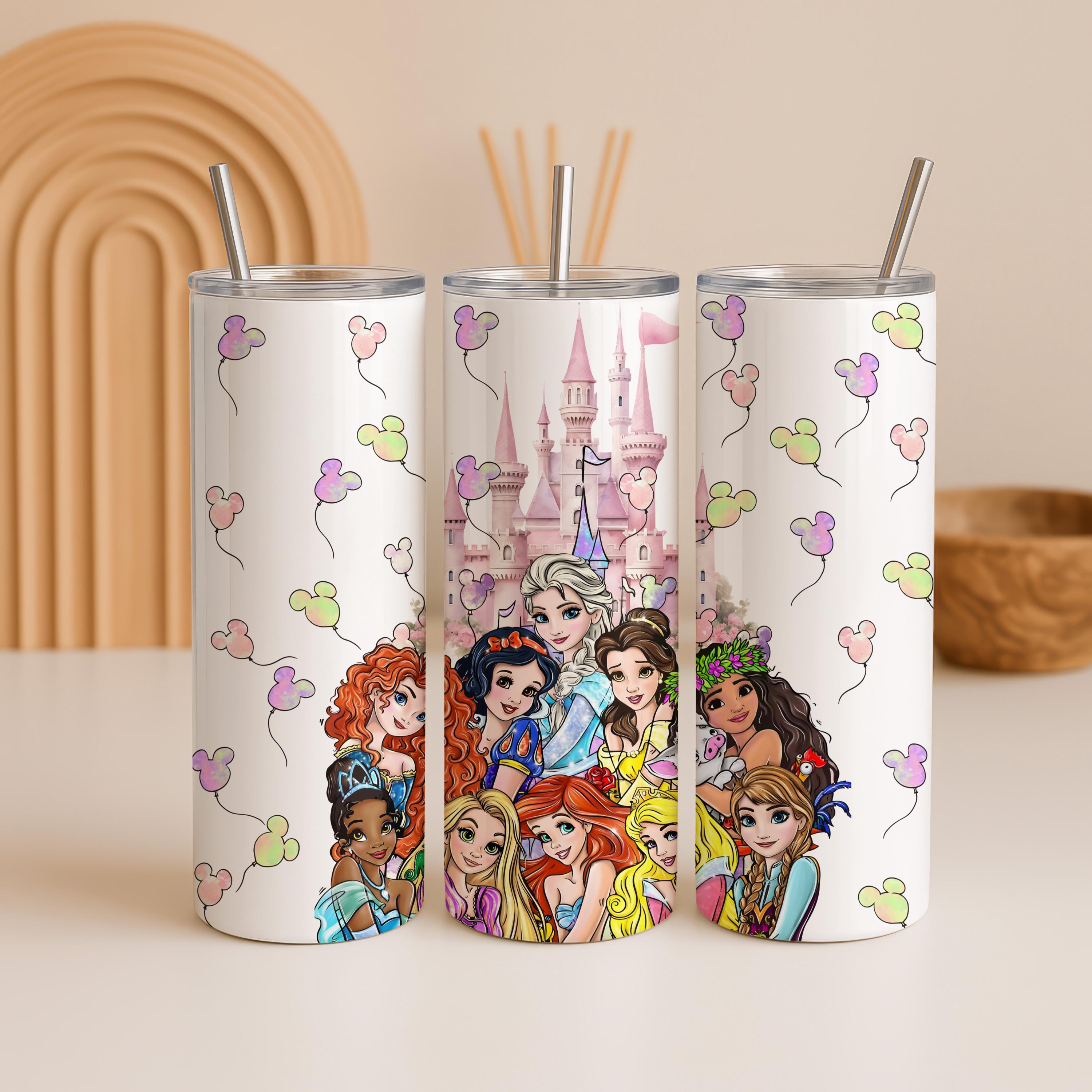 Disney Princess Tumbler, 20oz Skinny Tumbler, Girl Tumbler Gifts, Princess Tumbler,Princess Water Bottle,Disneyland Princess Girl Travel Mug