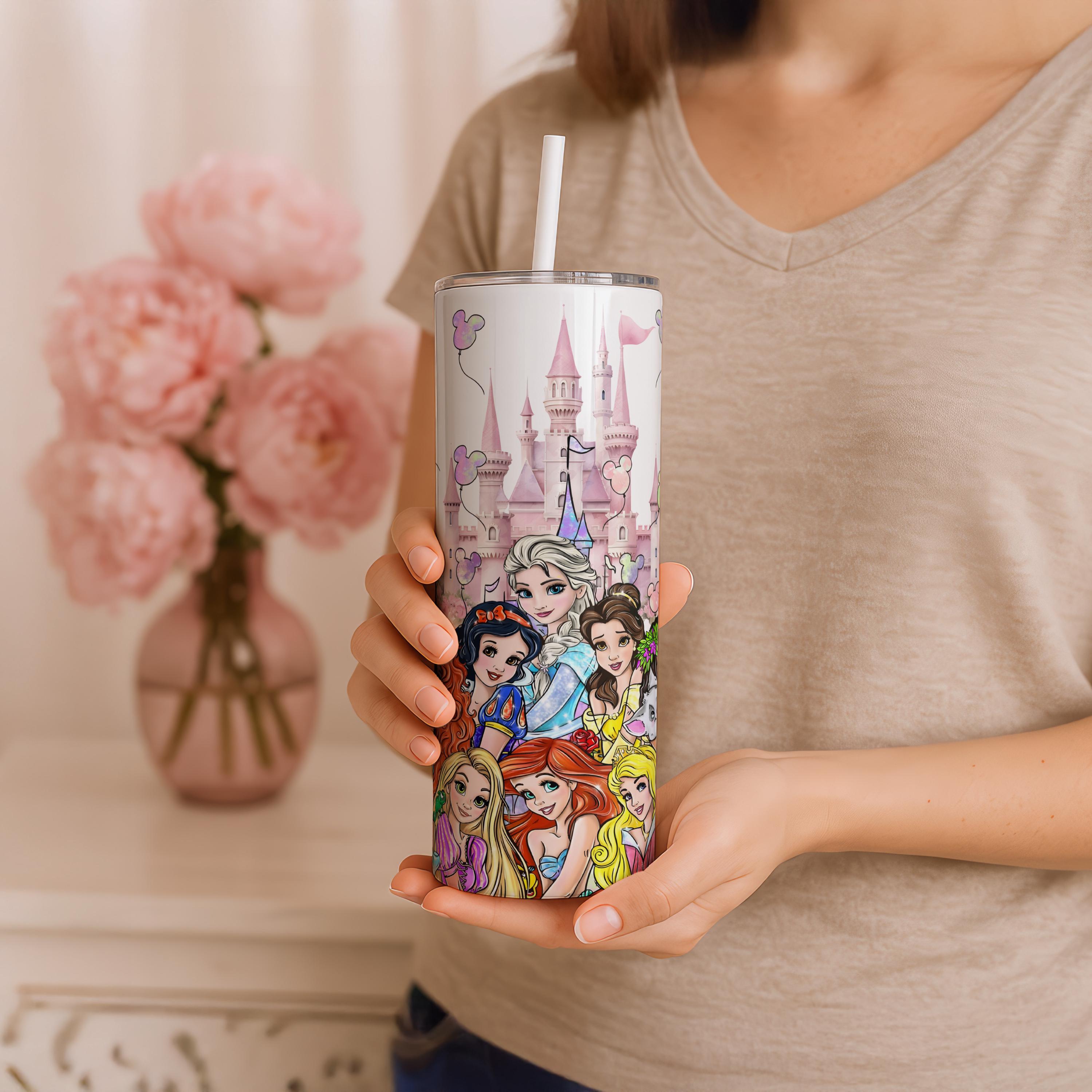 Disney Princess Tumbler, 20oz Skinny Tumbler, Girl Tumbler Gifts, Princess Tumbler,Princess Water Bottle,Disneyland Princess Girl Travel Mug