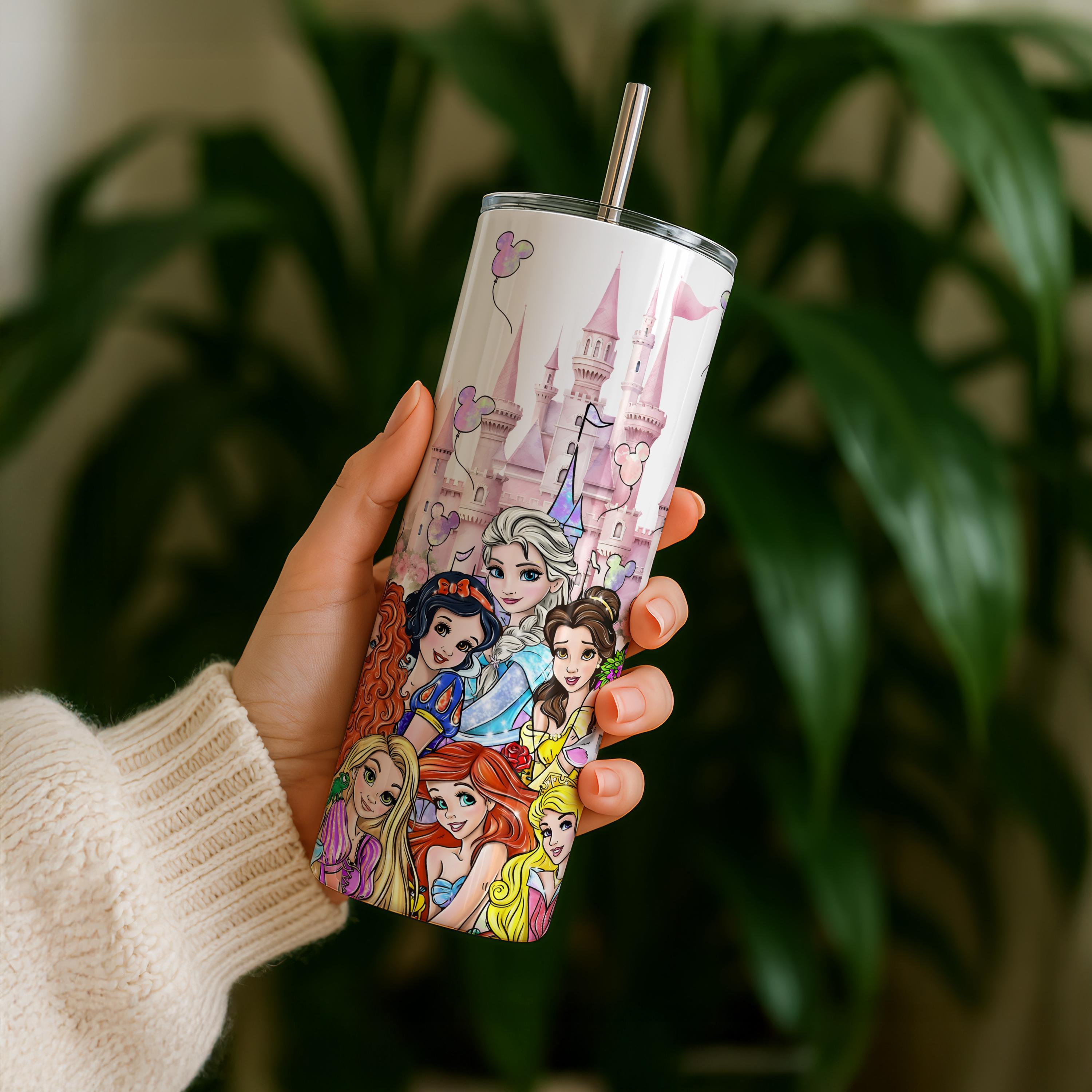 Disney Princess Tumbler, 20oz Skinny Tumbler, Girl Tumbler Gifts, Princess Tumbler,Princess Water Bottle,Disneyland Princess Girl Travel Mug