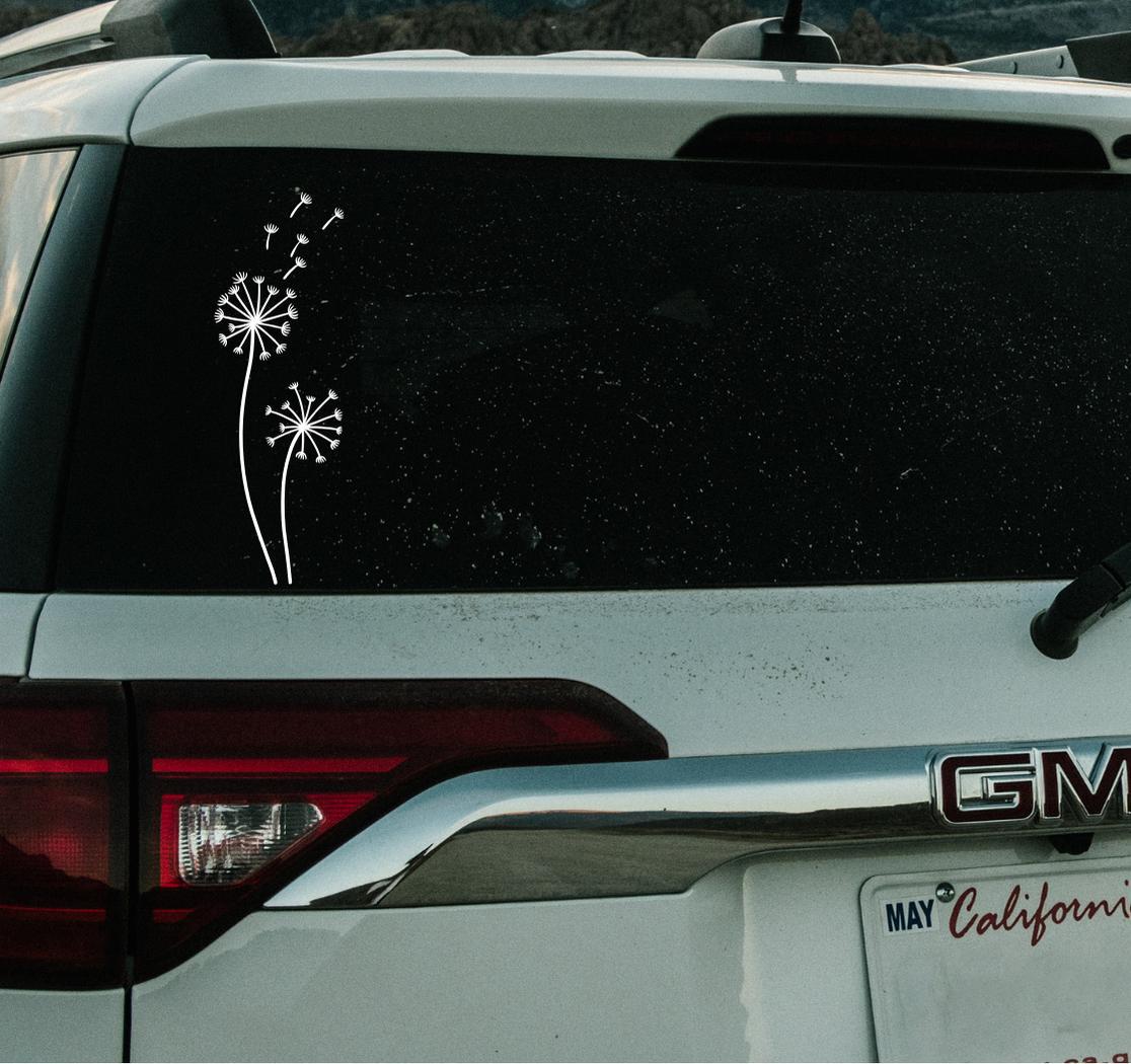 Dandelion Car Sticker, Flower Decal, Bumper Sticker,Wildflowers Window Decal Vinyl,Boho Pretty Dandelion Blowing in the Wind Sticker Decal