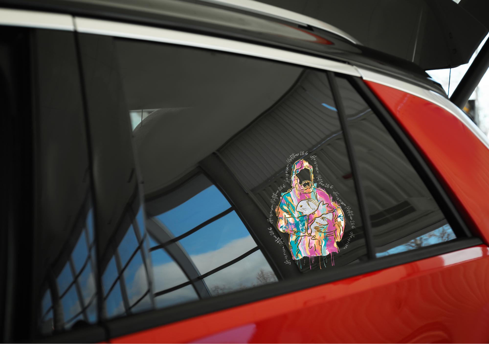 Jesus Matthew 28.6 Vinly Car Sticker,Jesus Lover Decal,He Is Risen Matthew 28:6,Religious Vinyl Decal,Jesus Sticker Vinyl Car Decal